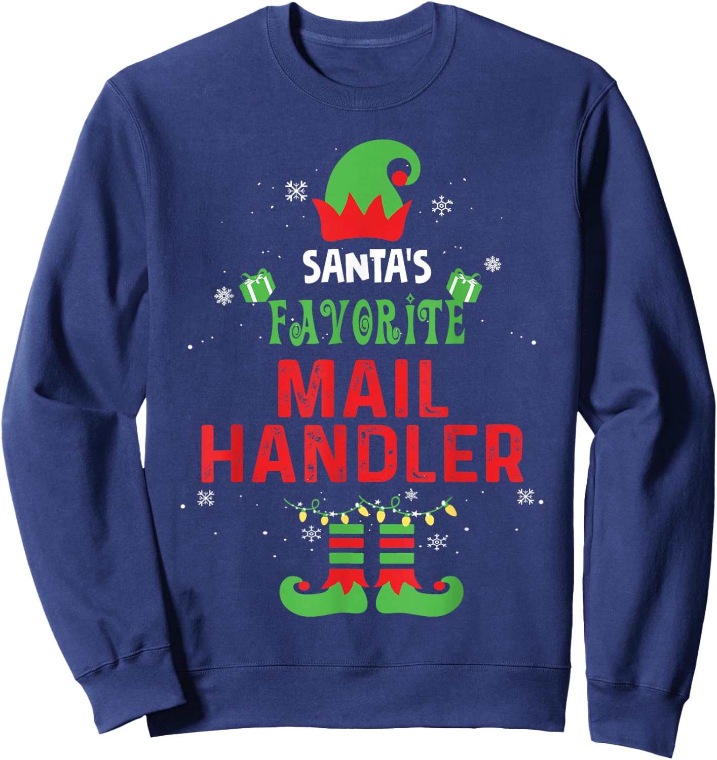 Santa's Favorite Mail Handler Funny Family Xmas Sweatshirt - Sweatshirt | Navy