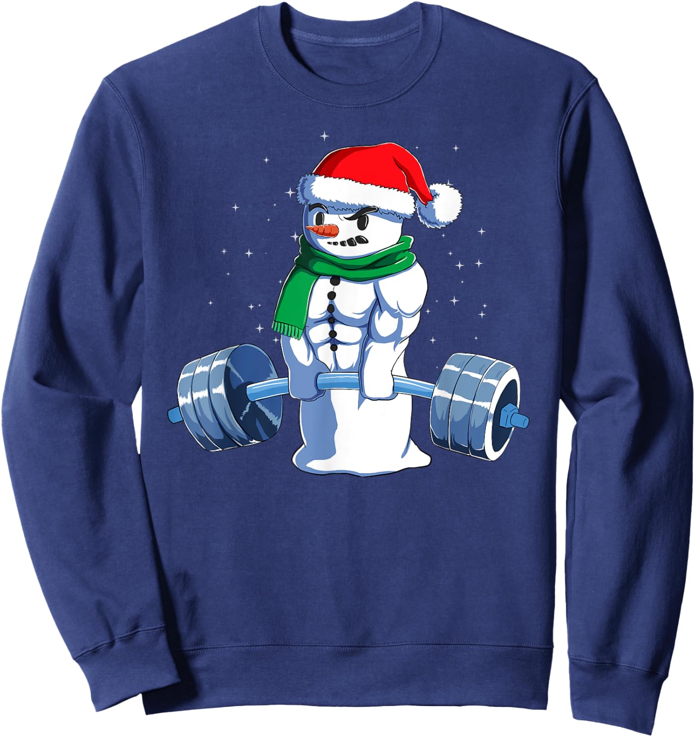 Kreuzheben Geschenk Adults Fitness Enthusiasts Black Cotton Blend , Small, Short Sleeve, , Classic Fit, Christmas, Gym, Snowman Weightlifting Weight Lifting Sweatshirt - Sweatshirt | Navy