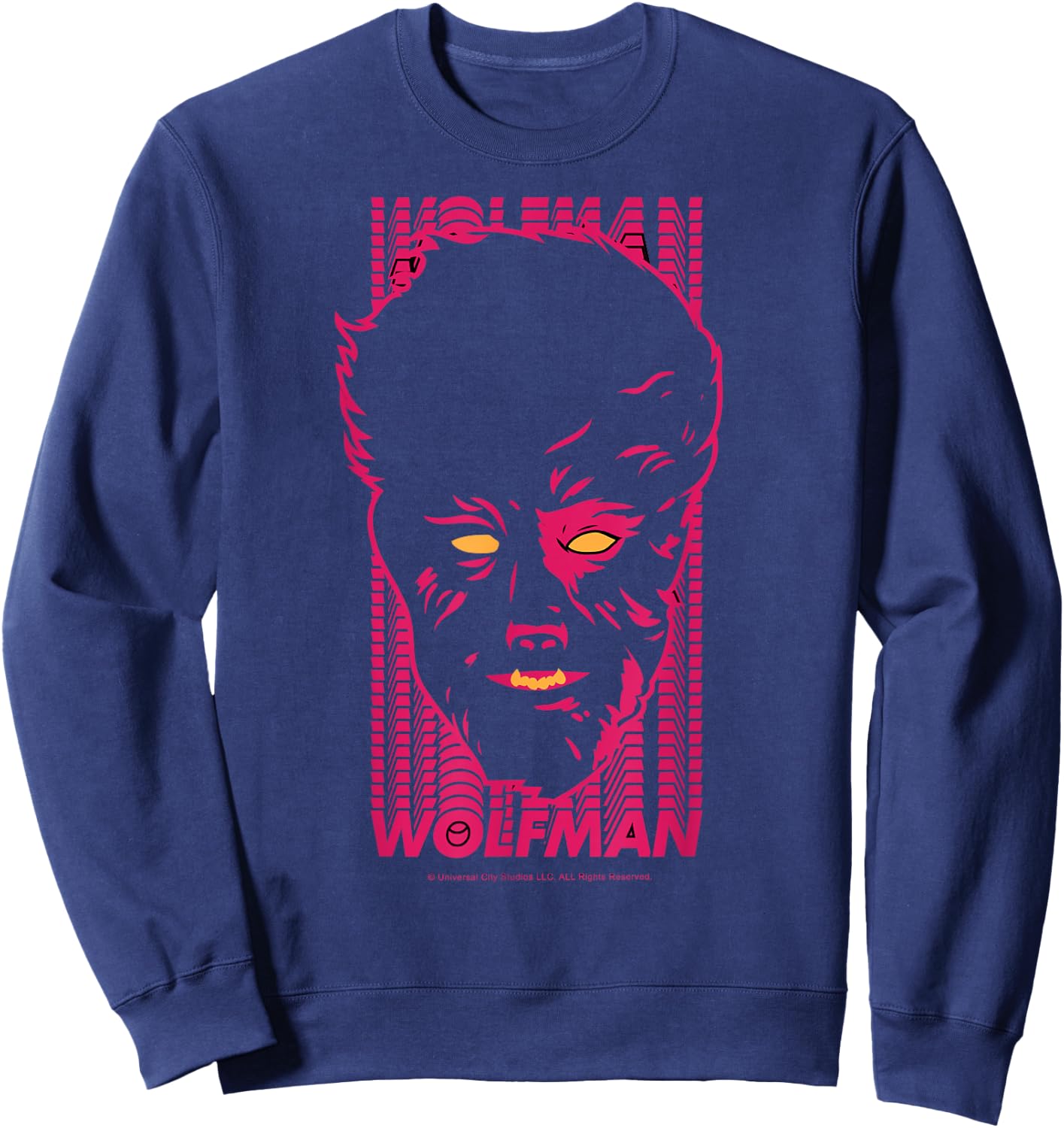 Universal Monsters The Wolf Man Name Stack Portrait Sweatshirt - Sweatshirt | Navy
