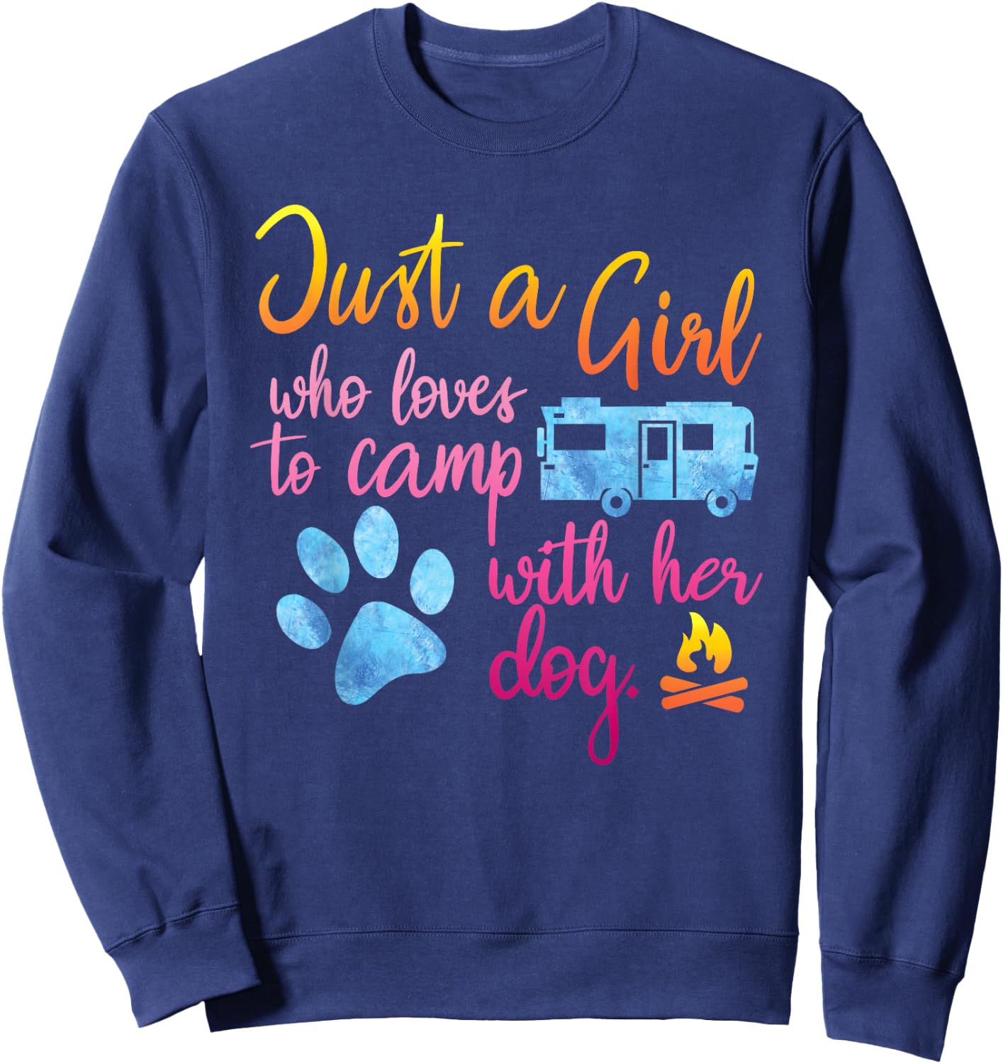 Just A Girl Who Loves To Camp With Her Dog Cute Camping Sweatshirt - Sweatshirt | Navy