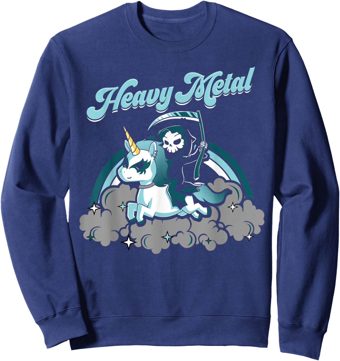 Unicorn Death Metal Heavy Metal Rocker Go To Hell Shirt Sweatshirt - Sweatshirt | Navy