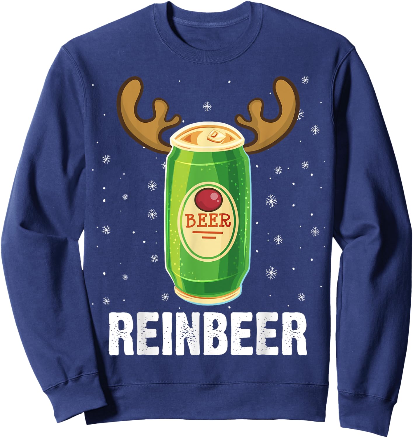 Funny Christmas Reindeer Beer Pun Xmas Sweatshirt - Sweatshirt | Navy
