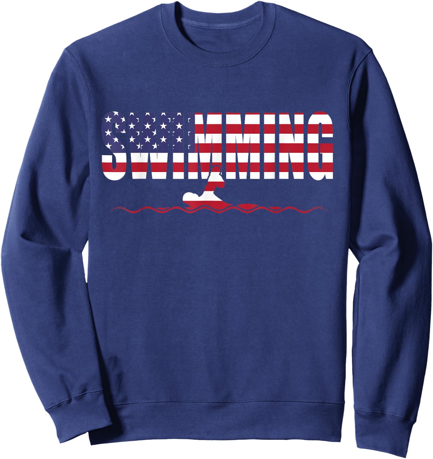 Swimming American Flag USA Flag Sport Team Fan Sweatshirt - Sweatshirt | Navy