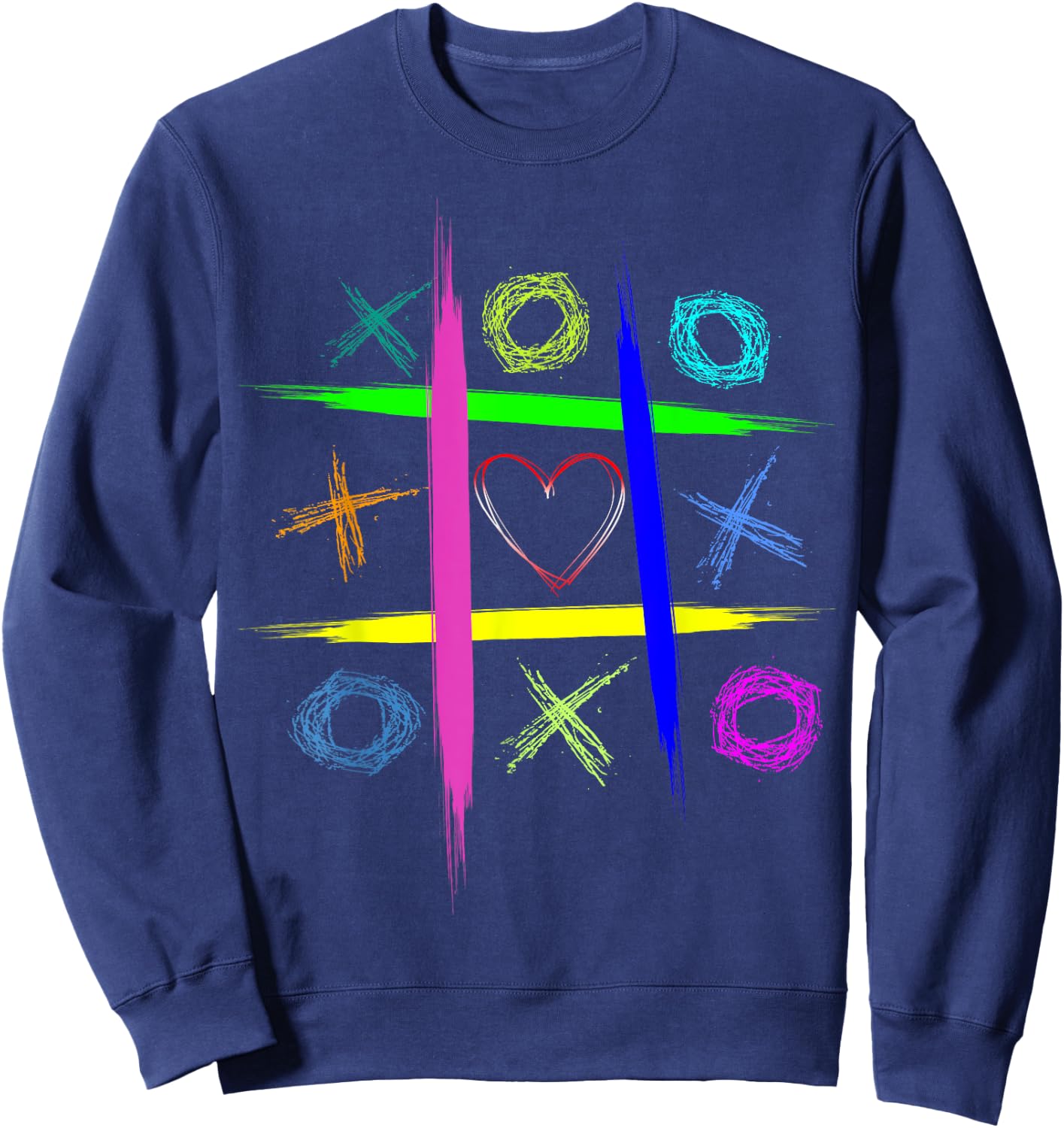 Ultimate Tic tac toe board game colorful & heart hugs kisses Sweatshirt - Sweatshirt | Navy