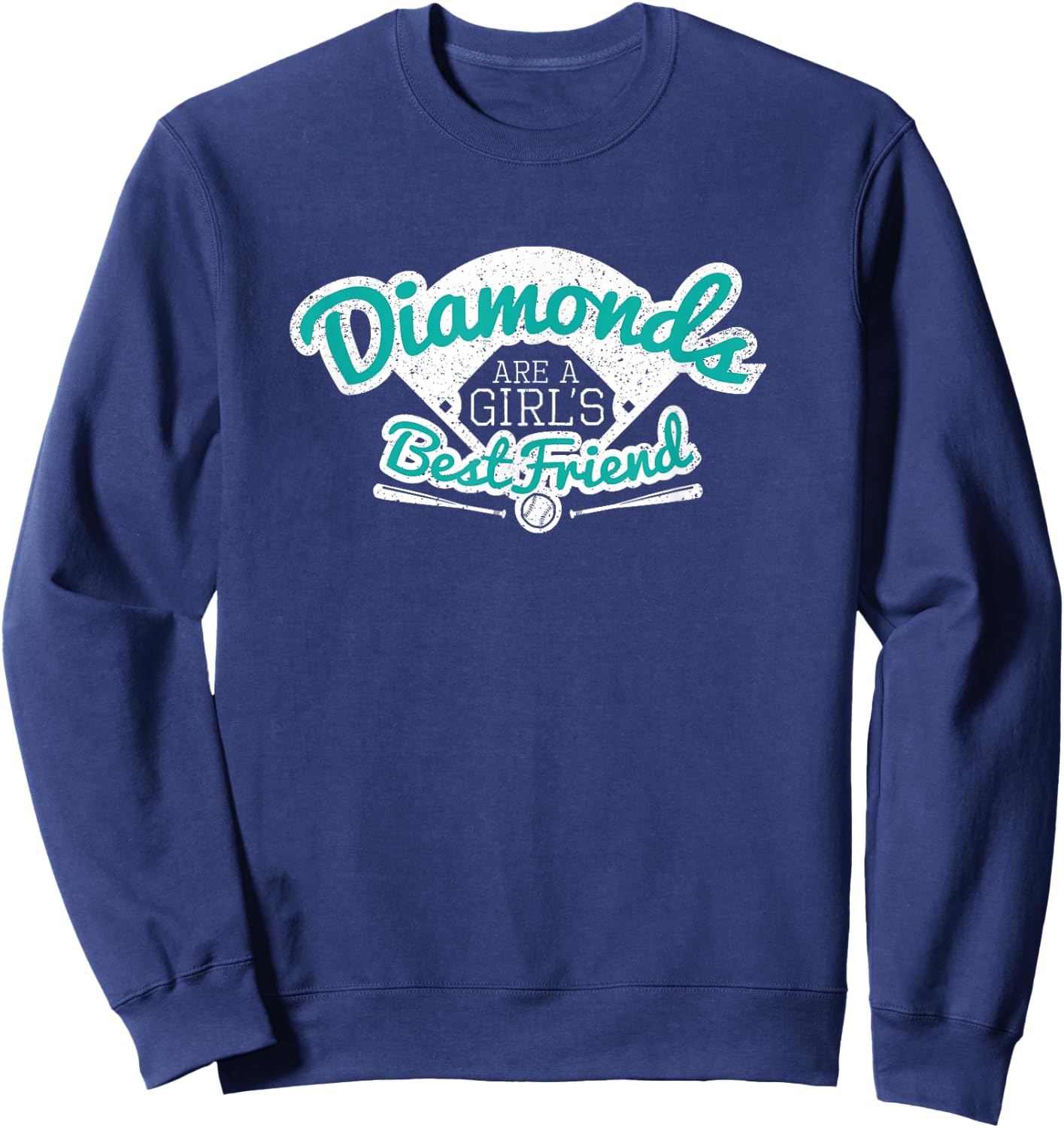 Softball Diamonds are a Girl's Best Friend shirt gift teal Sweatshirt - Sweatshirt | Navy