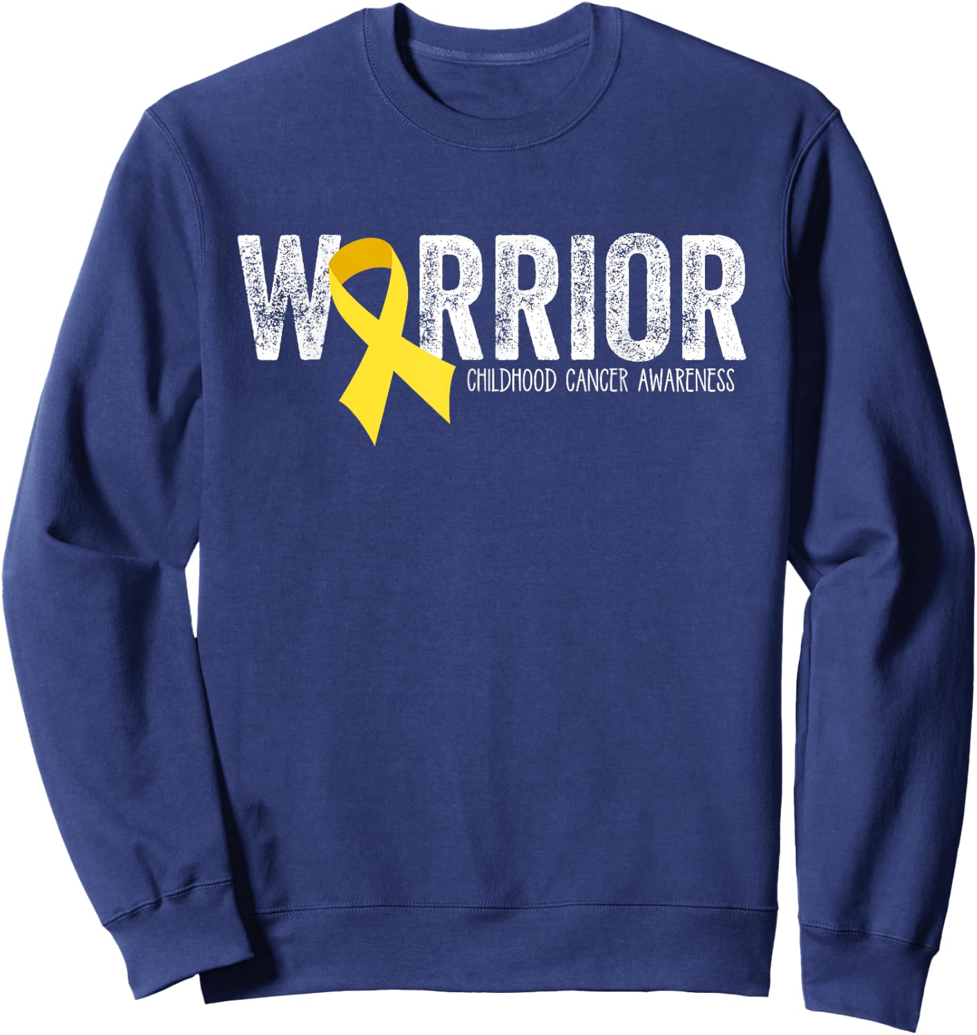 Warrior Childhood Cancer Awareness Ribbon Child Kids Sweatshirt - Sweatshirt | Navy