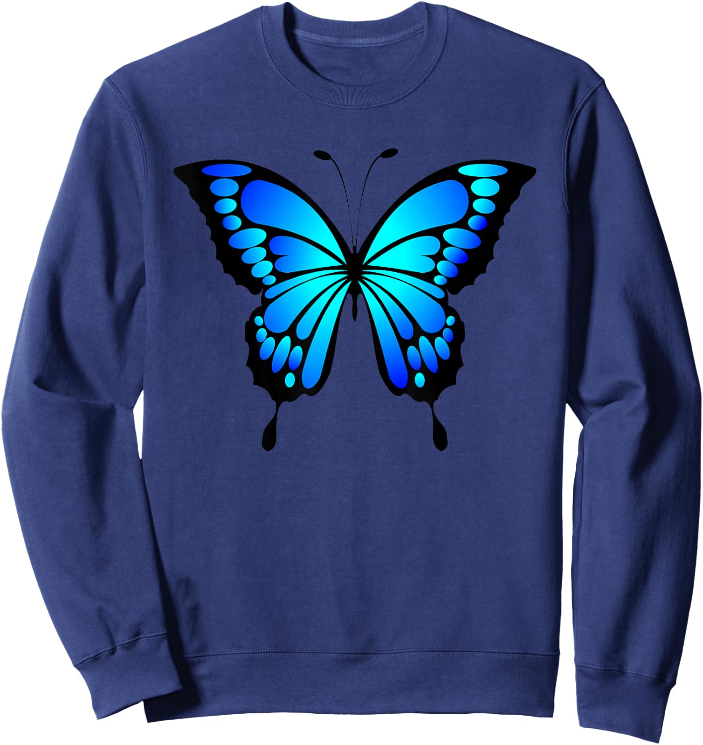 Cute Colorful Blue Butterfly Small Sweatshirt - Sweatshirt | Navy