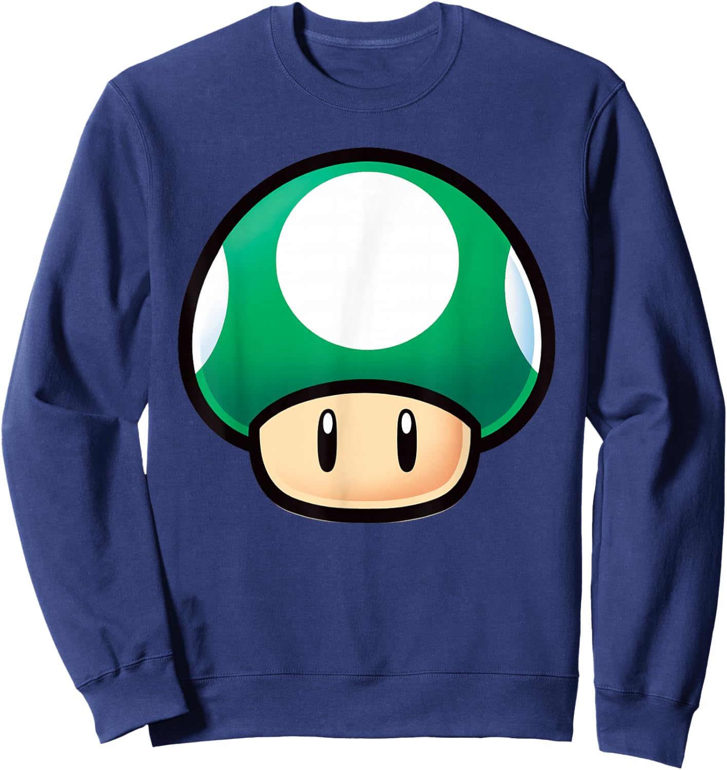 Super Mario Green Mushroom Big Face Sweatshirt - Sweatshirt | Navy