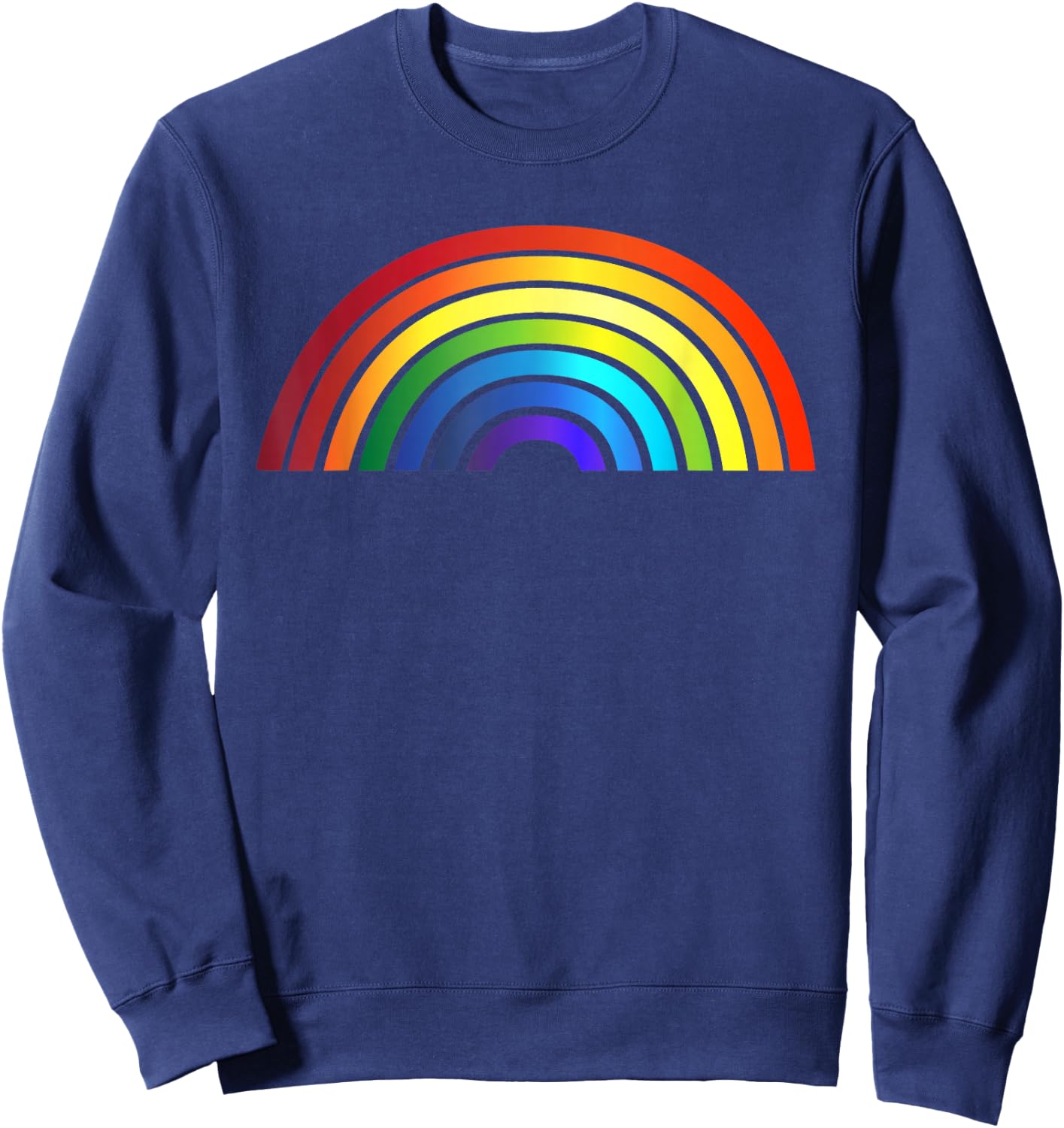 Rainbow - Rainbow Simple Style Basic Stripe Design Sweatshirt - Sweatshirt | Navy