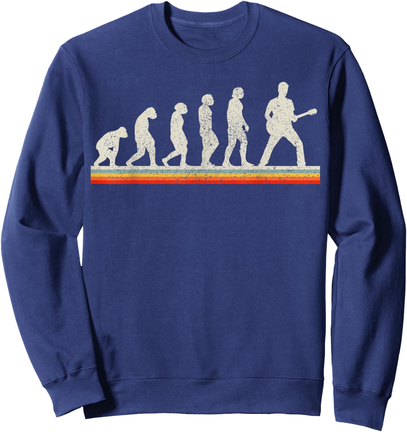 Guitar Player Evolution Vintage Retro Funny Guitar Gift Sweatshirt - Sweatshirt | Navy
