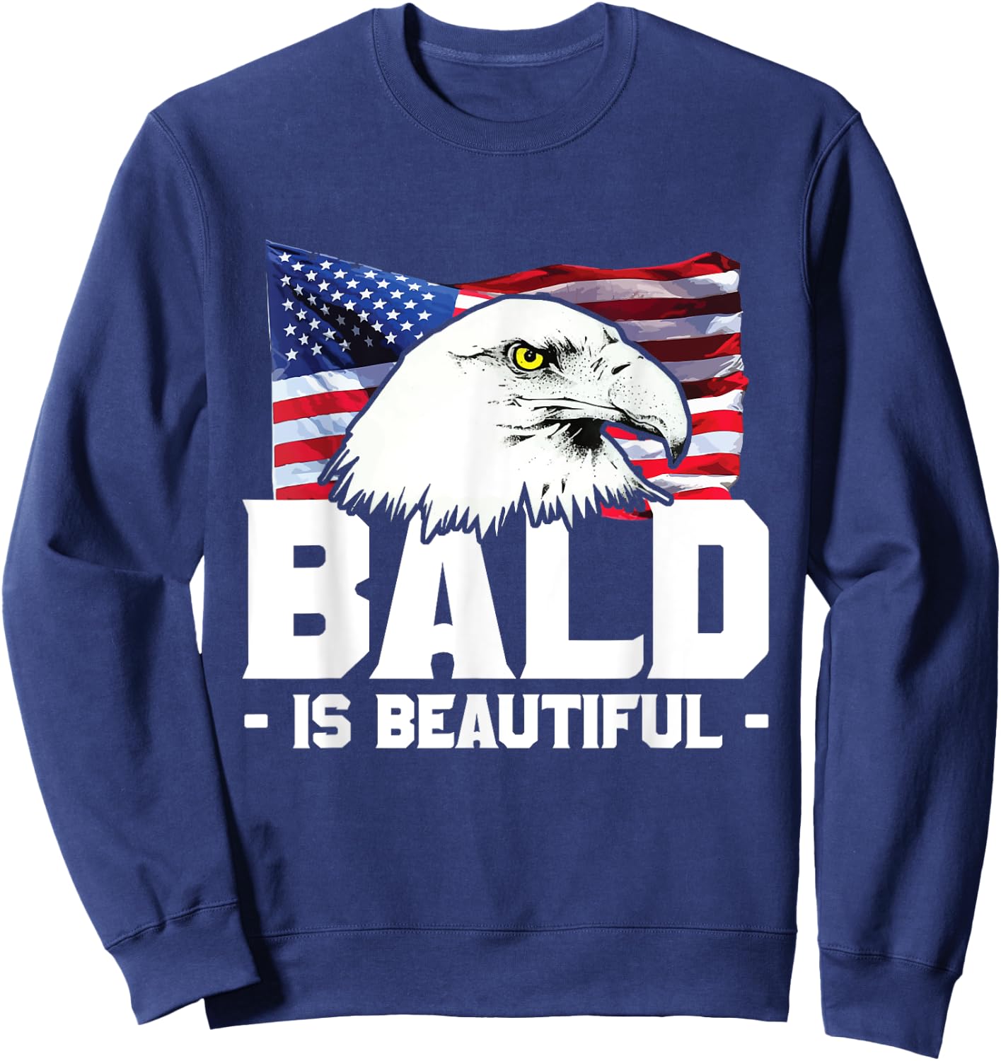 Bald Is Beautiful Patriotic American Eagle Gift Kids Men Sweatshirt - Sweatshirt | Navy