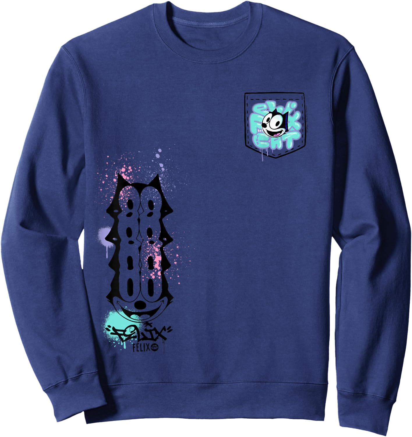 Felix The Cat Graffiti Pocket Sweatshirt - Sweatshirt | Navy