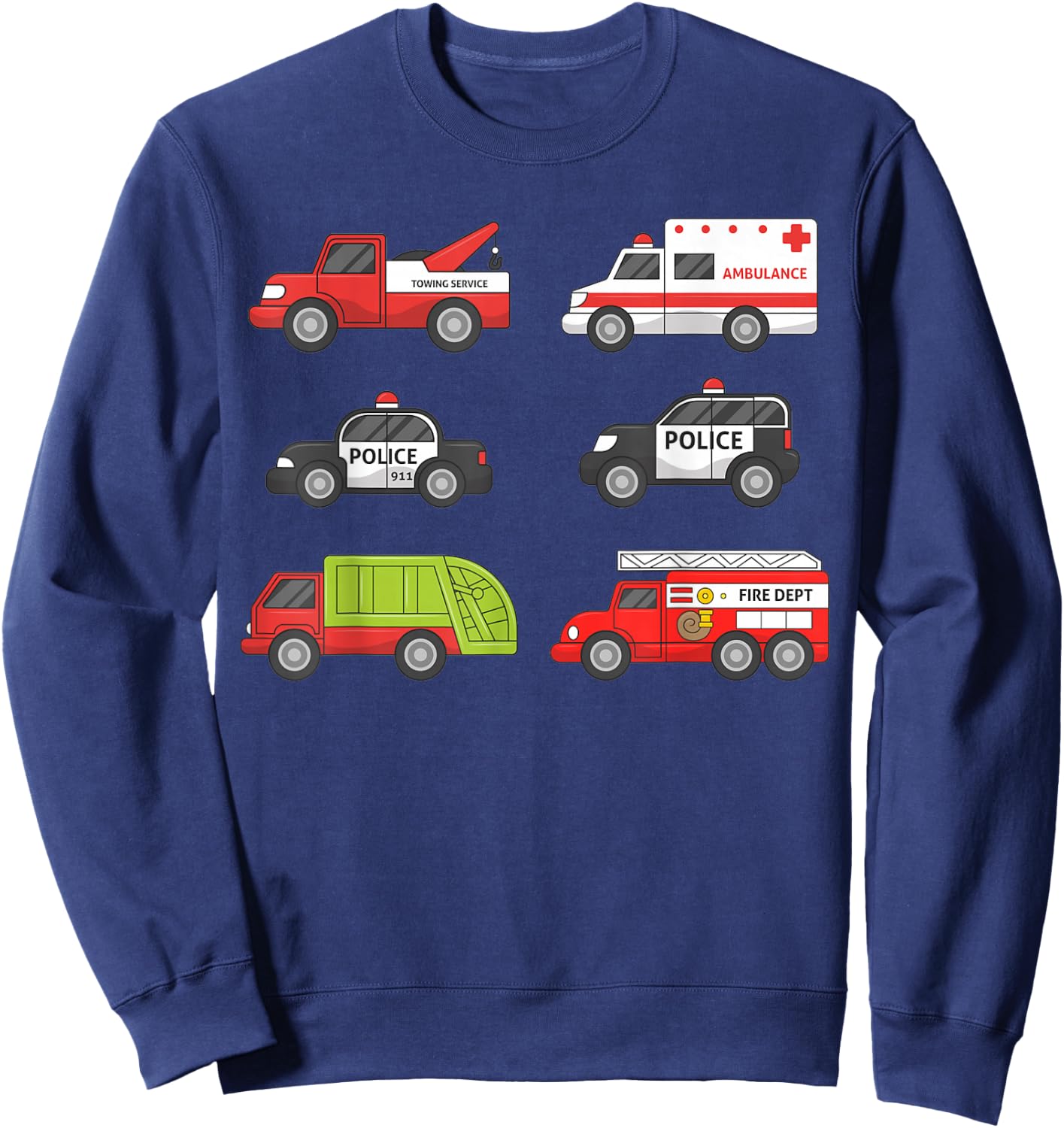 Emergency Vehicles Fire Truck Police Car Ambulance Shirt Sweatshirt - Sweatshirt | Navy