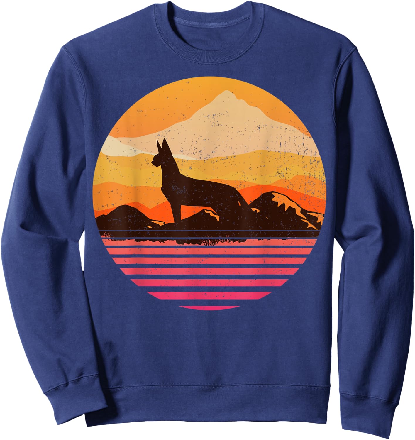AFRICAN SERVAL Sun Mountain Vintage Retro Sweatshirt - Sweatshirt | Navy