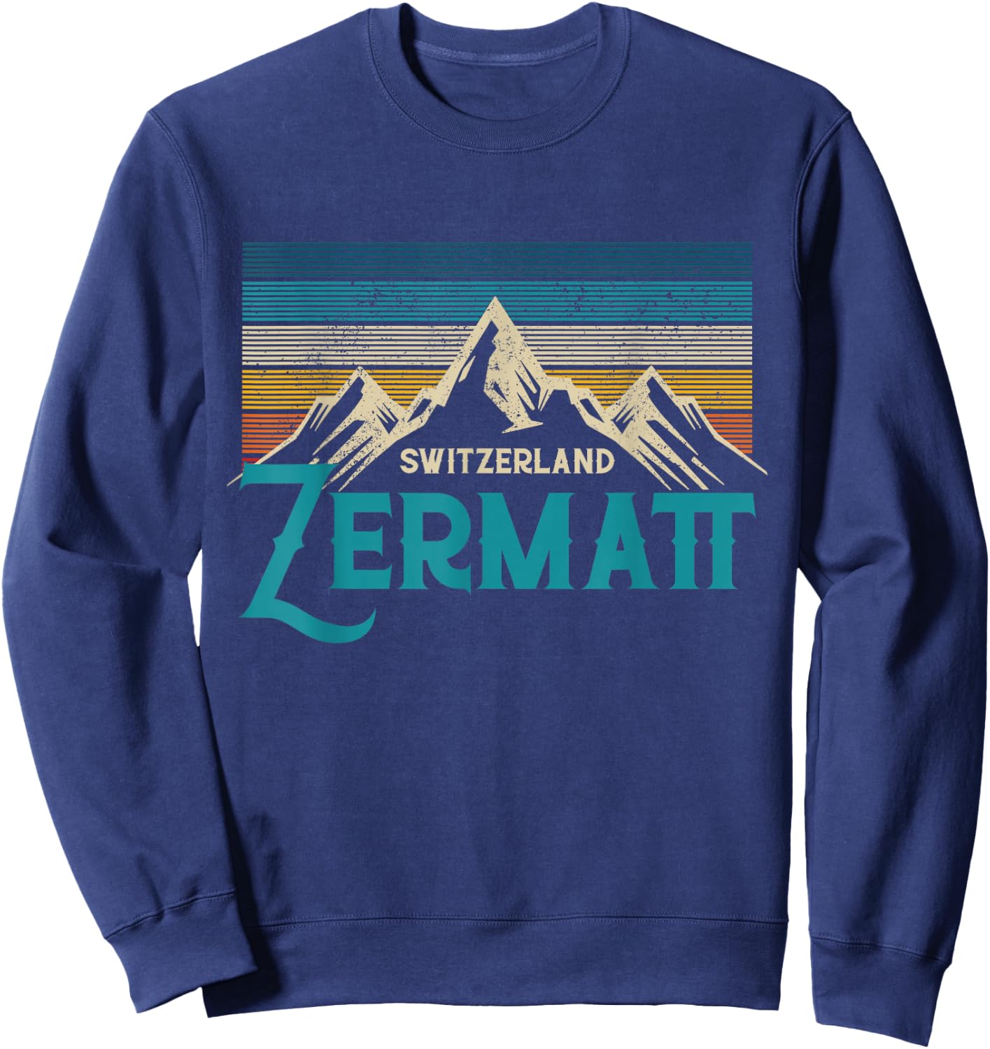 Zermatt Switzerland Vintage Mountains Ski Souvenir Gift Sweatshirt - Sweatshirt | Navy