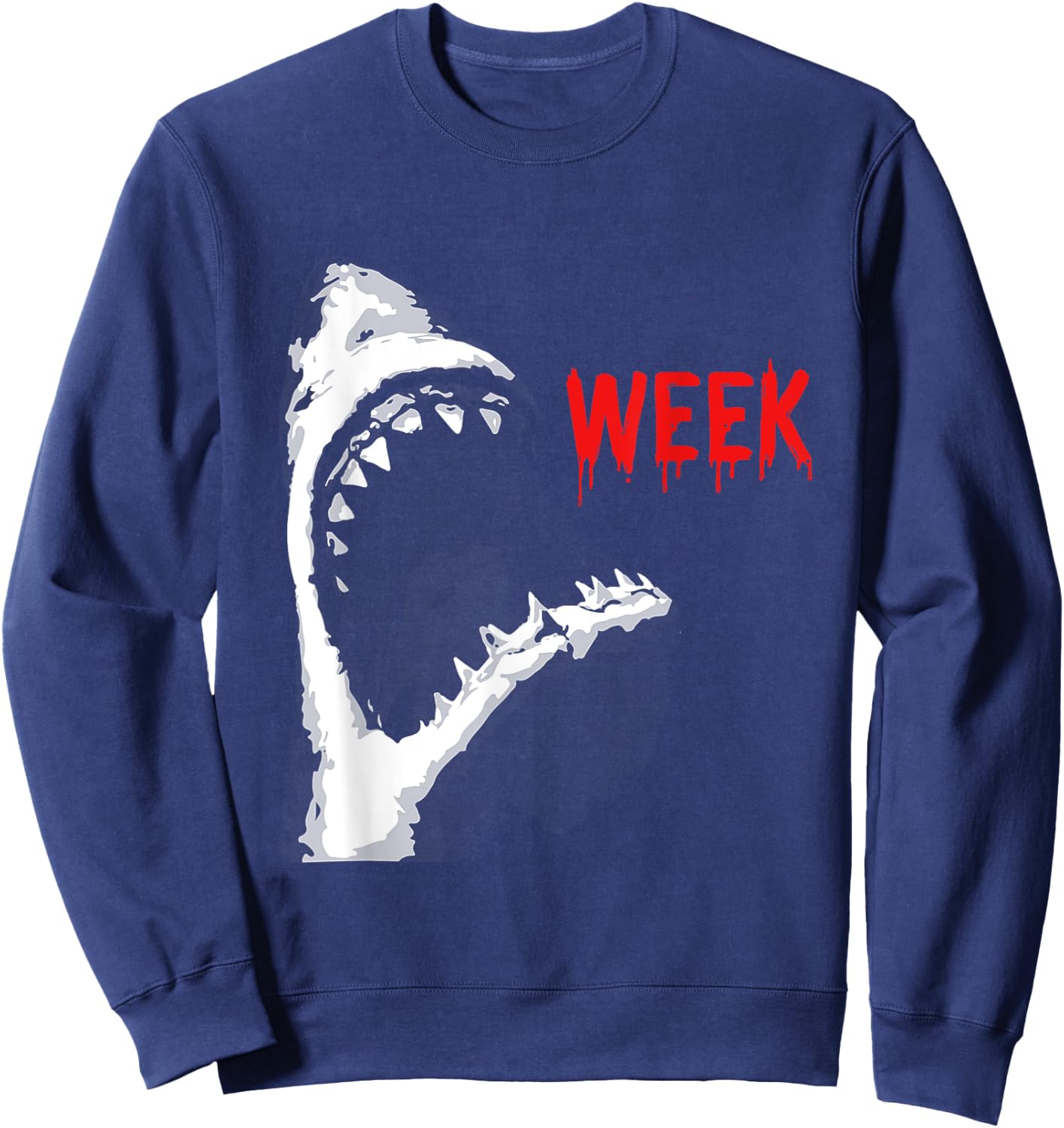 Bloody Week Funny Shark Opening Jaw Teeth Sharks Lover Sweatshirt - Sweatshirt | Navy