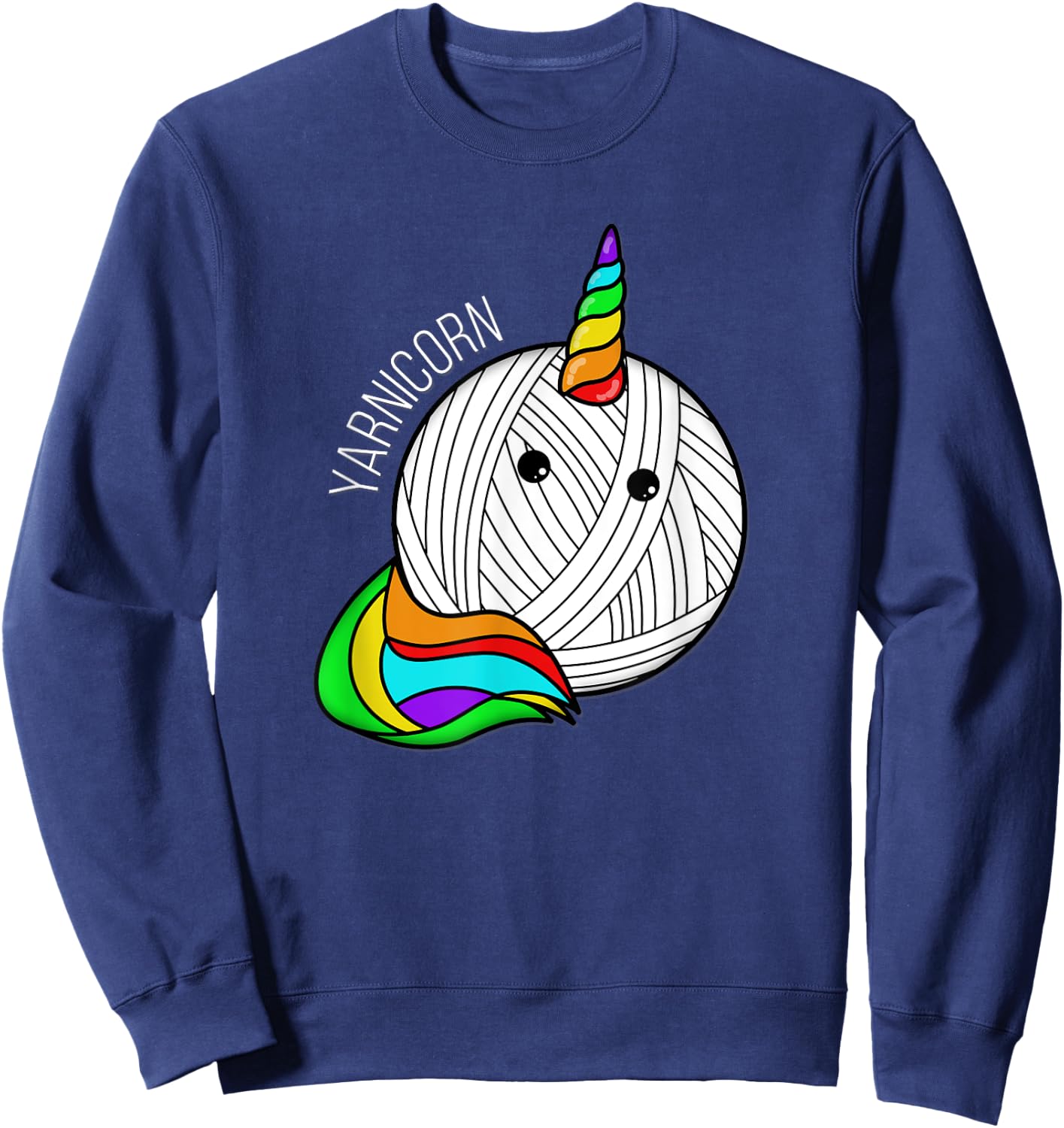 Funny Yarn Art Unicorn - Yarn Horn Crochet Pictures Sweatshirt - Sweatshirt | Navy