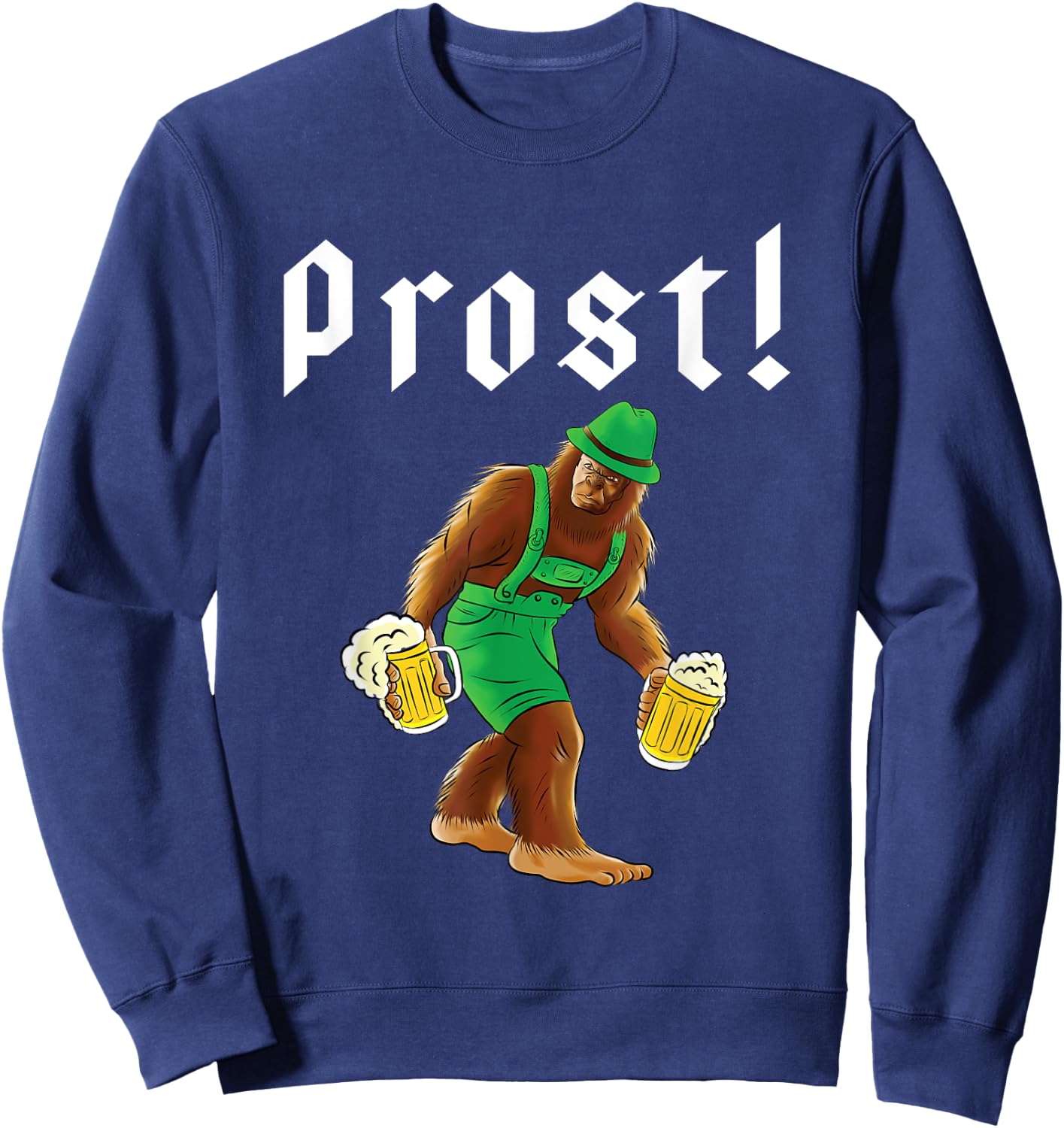 Bigfoot in Lederhosen Costume Oktoberfest Party Beer Drinking Sweatshirt - Sweatshirt | Navy
