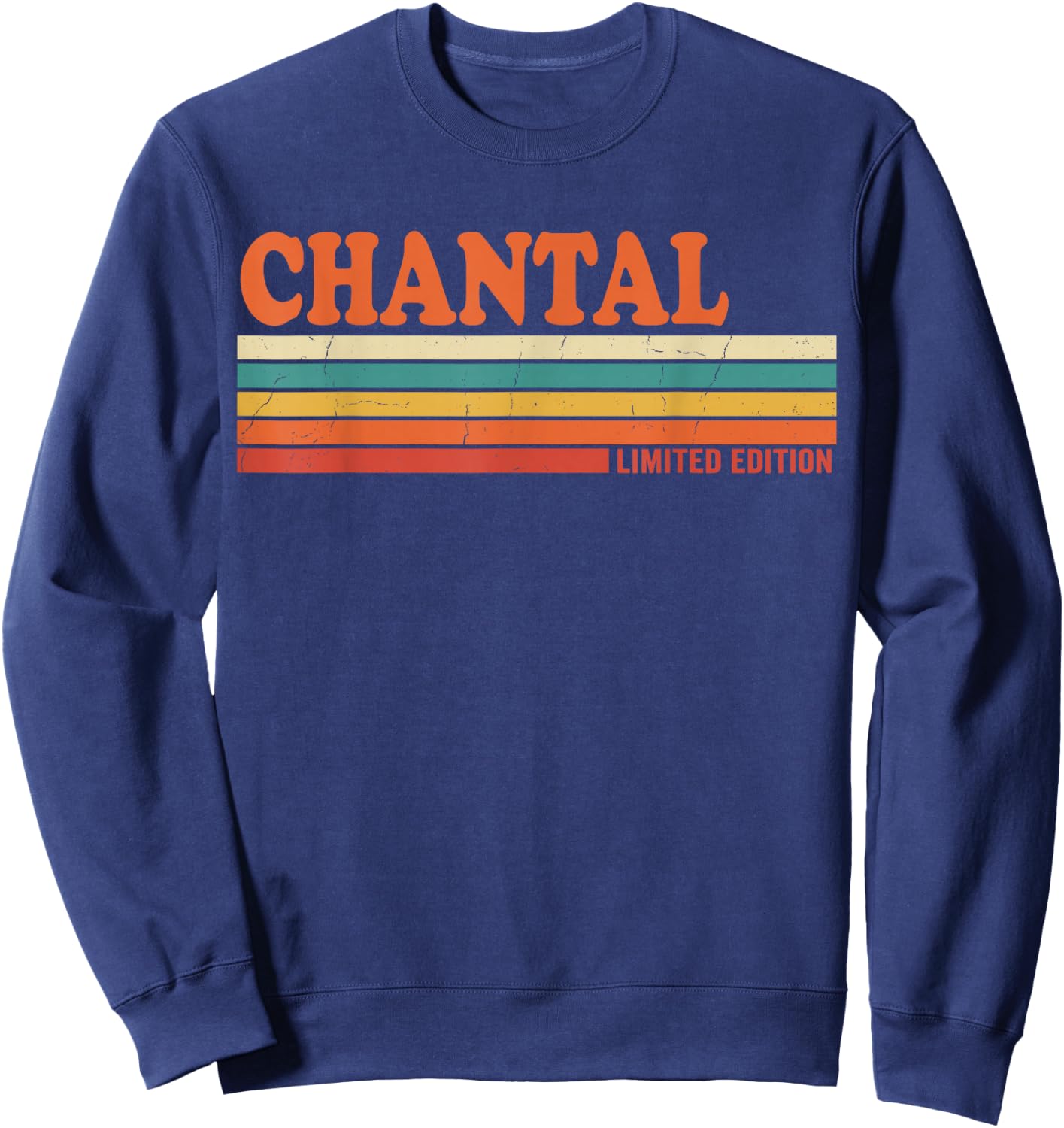 Chantal Retro Personalized First Name Vintage Stripes Sweatshirt - Sweatshirt | Navy
