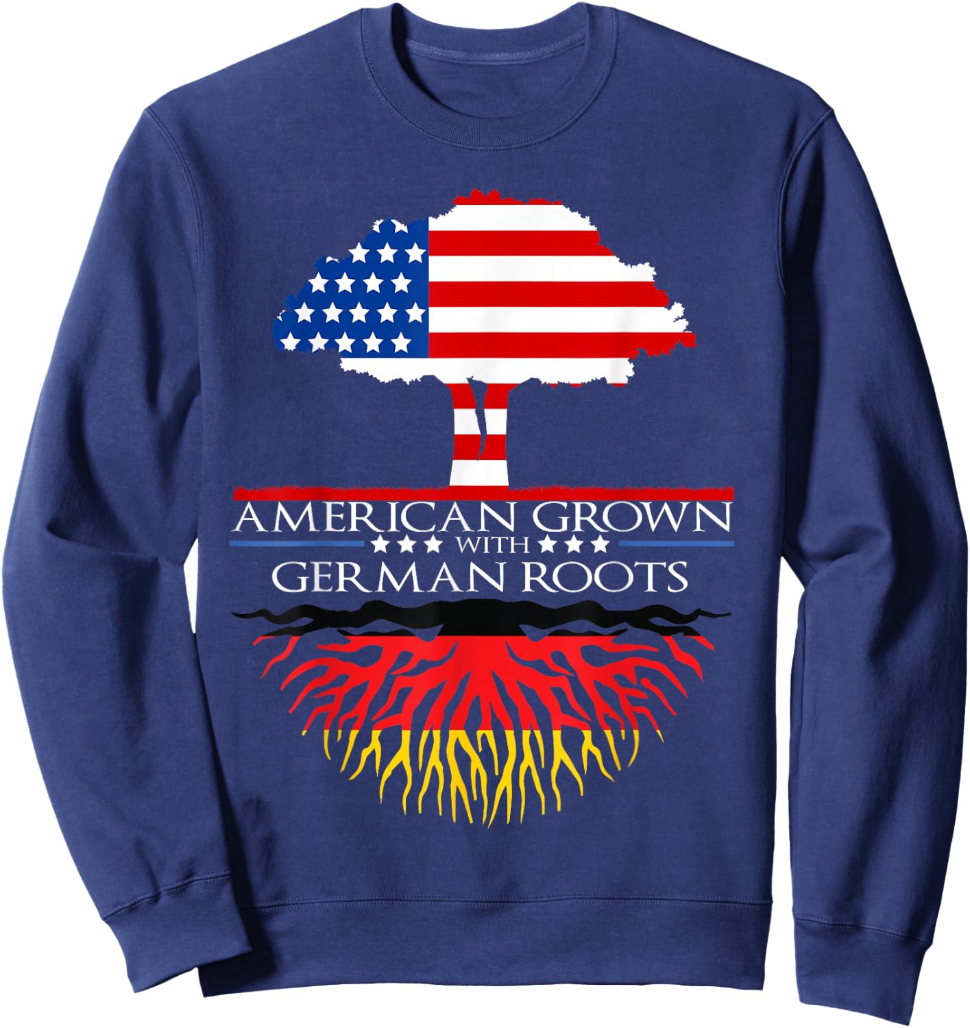 German Roots American Grown Tree Flag USA Germany Sweatshirt - Sweatshirt | Navy