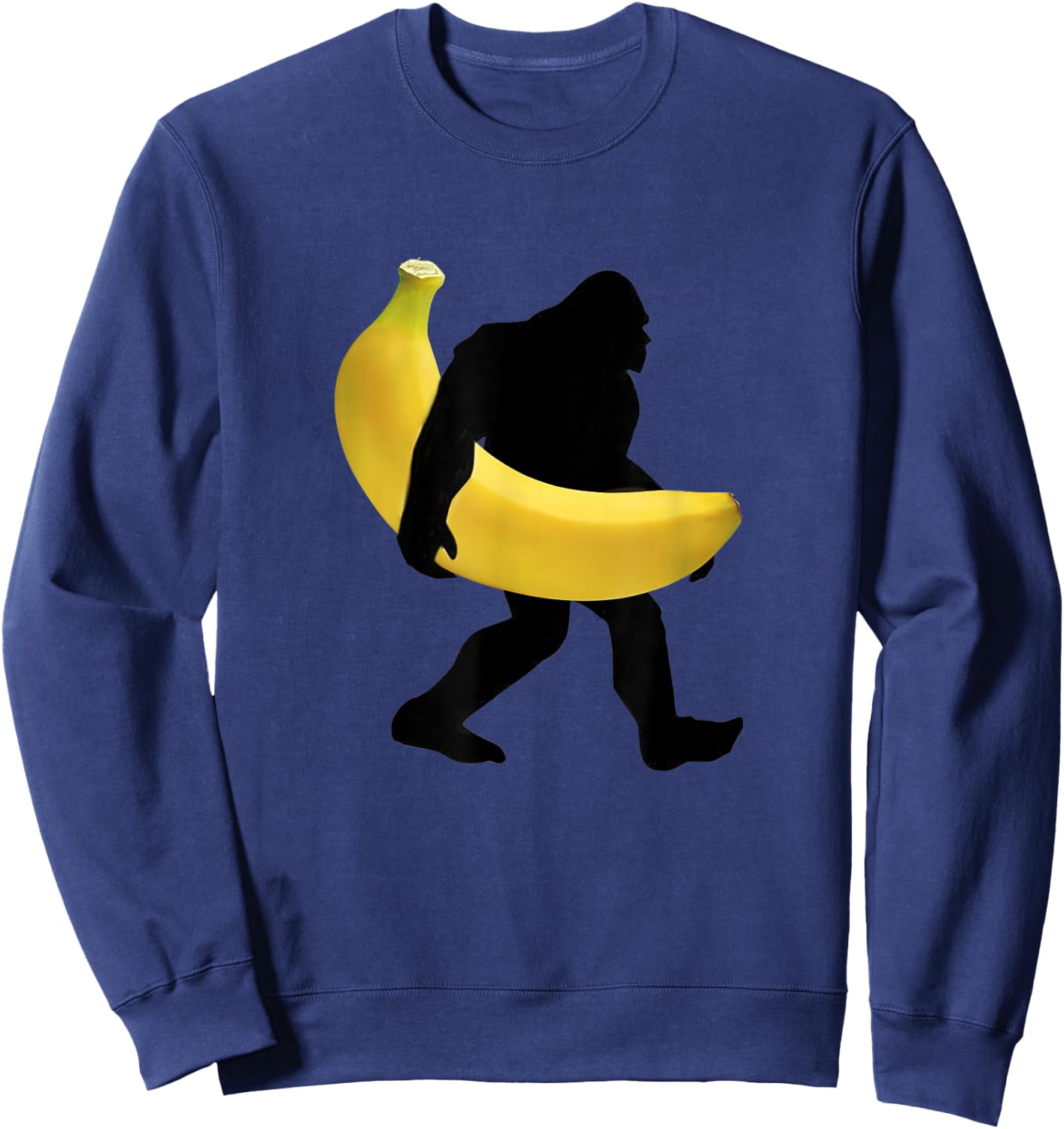 Bigfoot Carrying Banana Fruit Shirt Vegan SasQuatch Gorilla Sweatshirt - Sweatshirt | Navy
