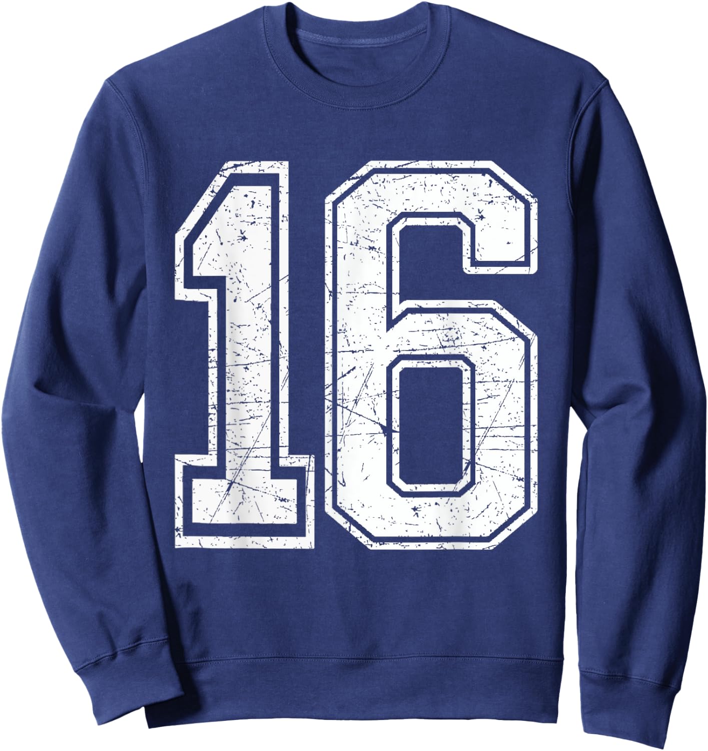 Number 16 Birthday Varsity Sports Team Jersey Sweatshirt - Sweatshirt | Navy