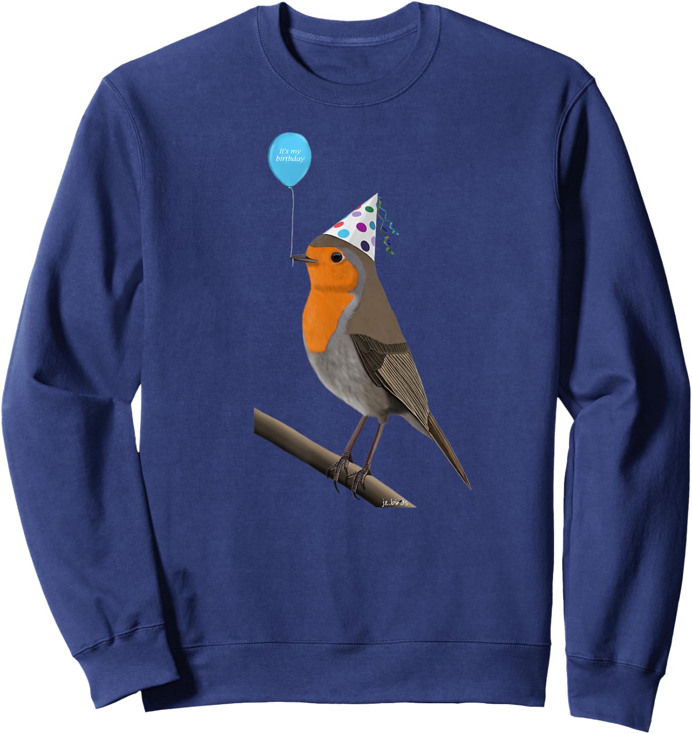 Bird Motif Robin Bird Animal Drawing Birthday Sweatshirt - Sweatshirt | Navy