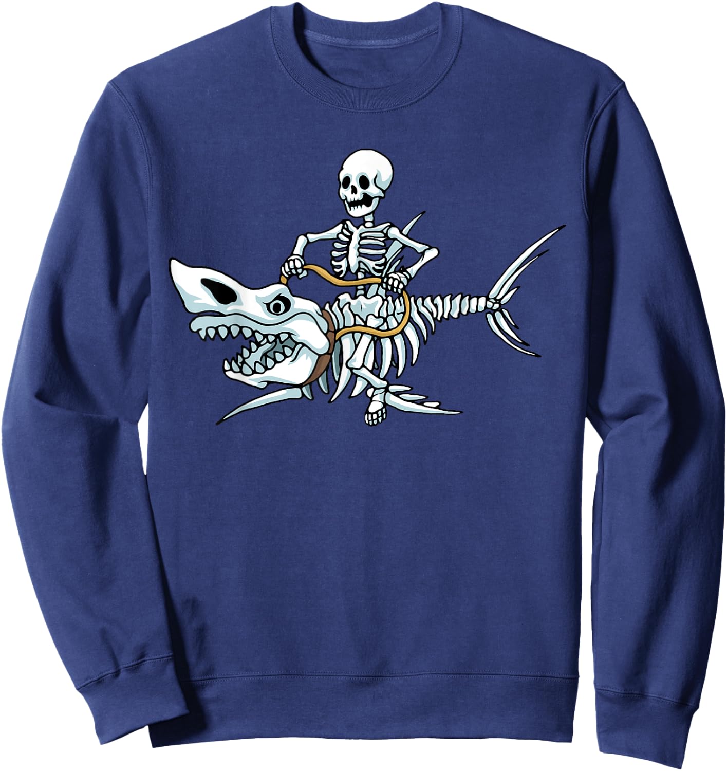 Halloween shark skeleton funny Halloween Sweatshirt - Sweatshirt | Navy