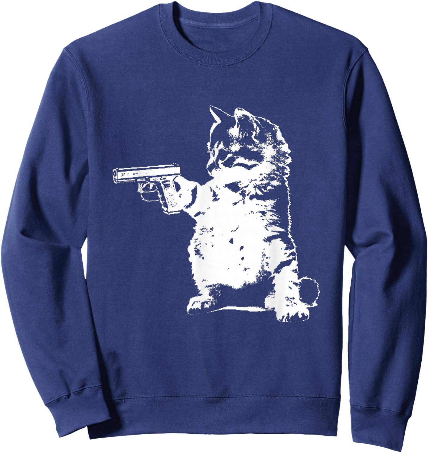 Gun kitty funny cat Sweatshirt - Sweatshirt | Navy