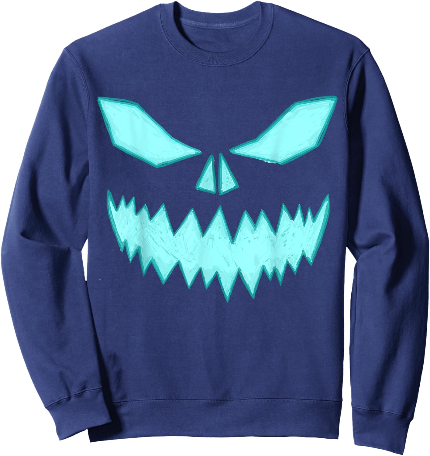Scary Spooky Halloween Jack O Lantern Face Pumpkin Boys Sweatshirt - Sweatshirt | Navy