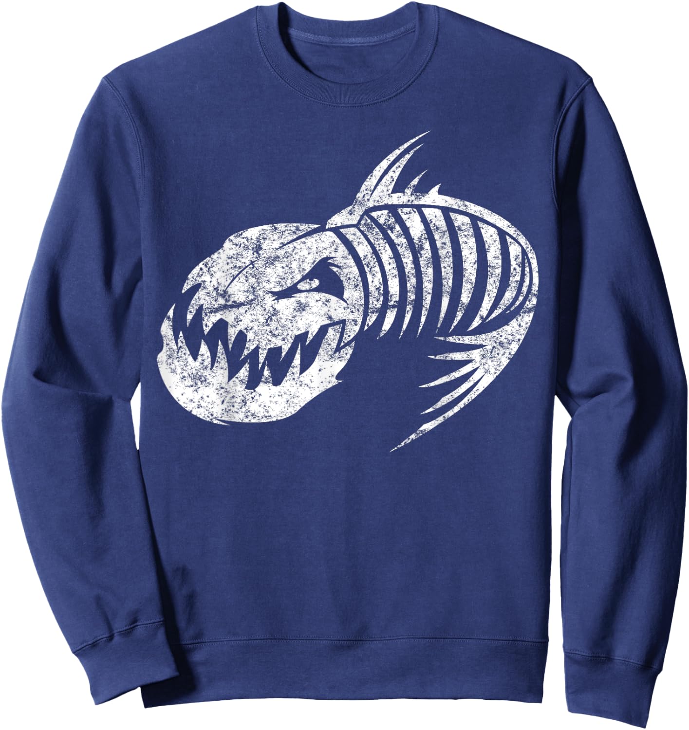 Badass Gifts Fish Bone Skeleton Vintage Sweatshirt - Sweatshirt | Navy