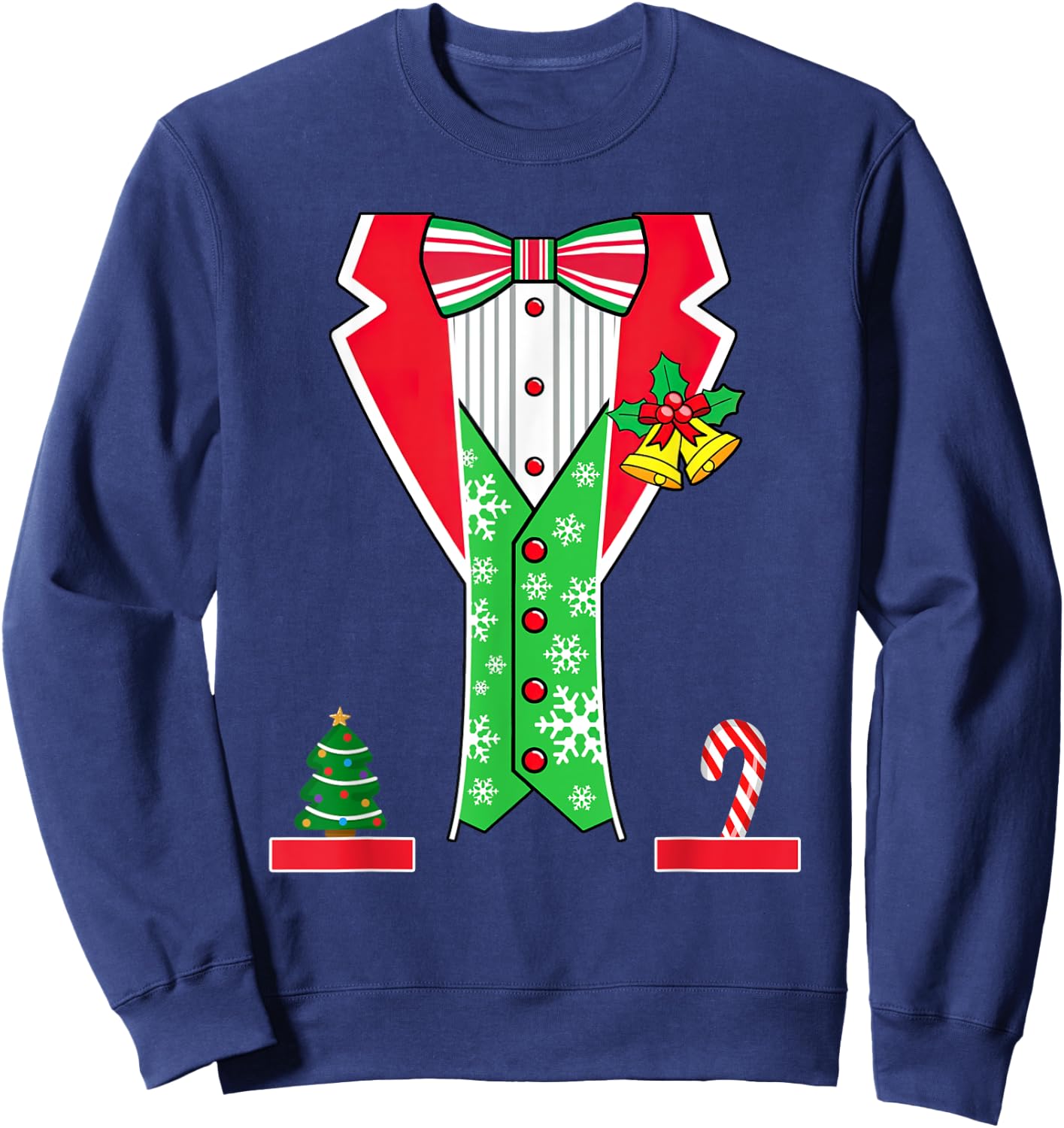 Christmas Tuxedo Costume Funny Xmas Tux Bowtie Men Boys Kids Sweatshirt - Sweatshirt | Navy