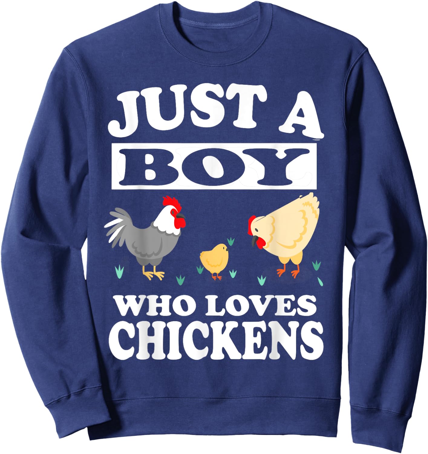 Just A Boy Who Loves Chickens Farm Chicken Gift Sweatshirt - Sweatshirt | Navy