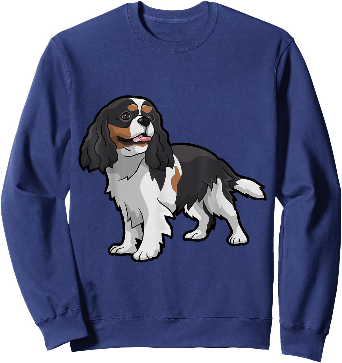Cute Tri-Color Cavalier King Charles Spaniel Sweatshirt - Sweatshirt | Navy