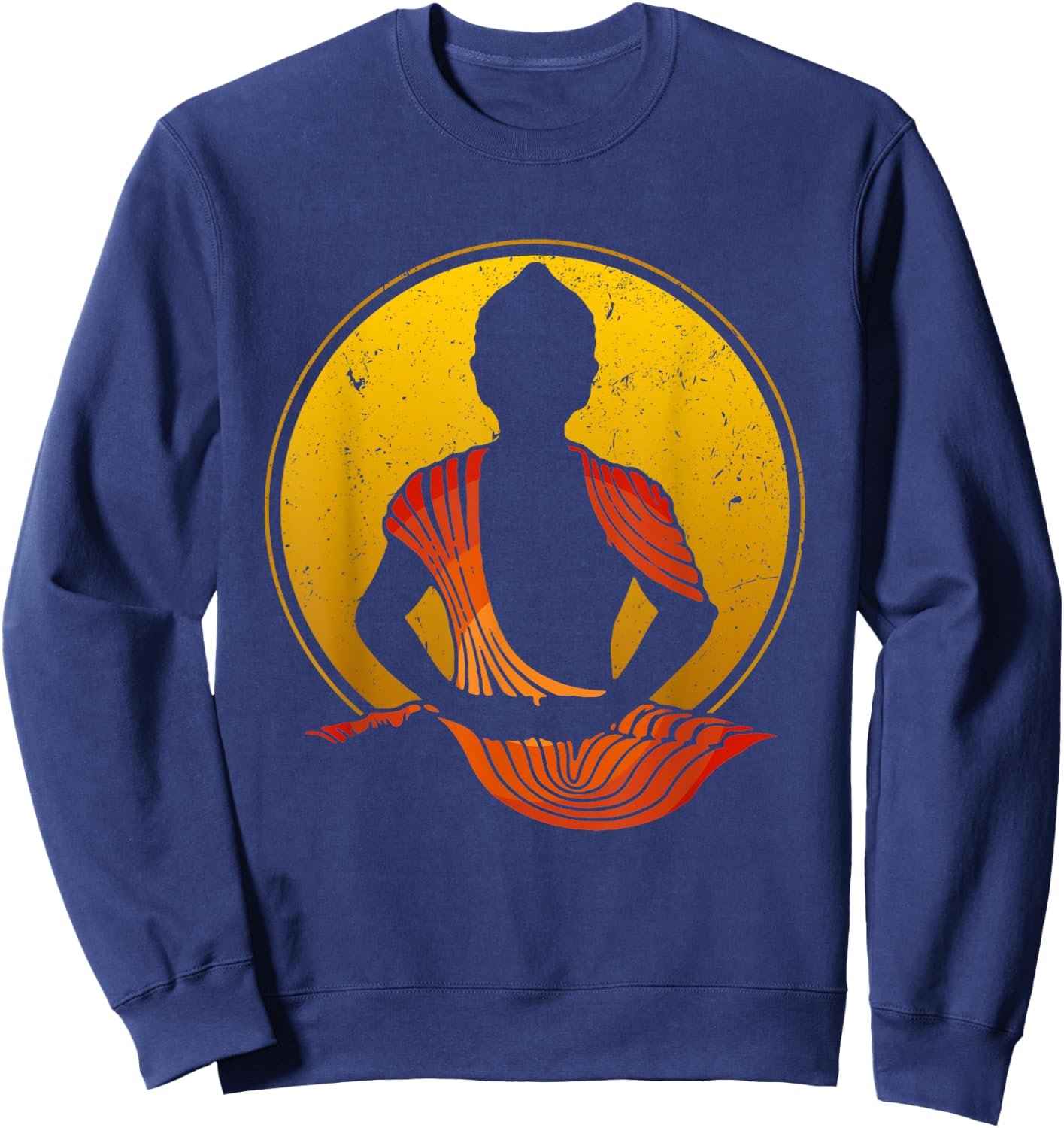 Buddha Vintage Zen Buddhism Yoga Meditation Spiritual Sweatshirt - Sweatshirt | Navy