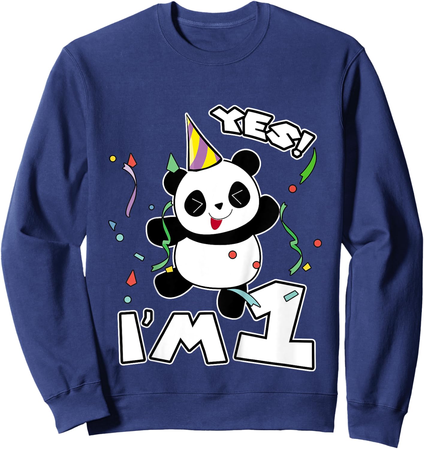 Kids 1st Birthday Panda Shirt Yes I'm 1 Panda Costume Gift Sweatshirt - Sweatshirt | Navy