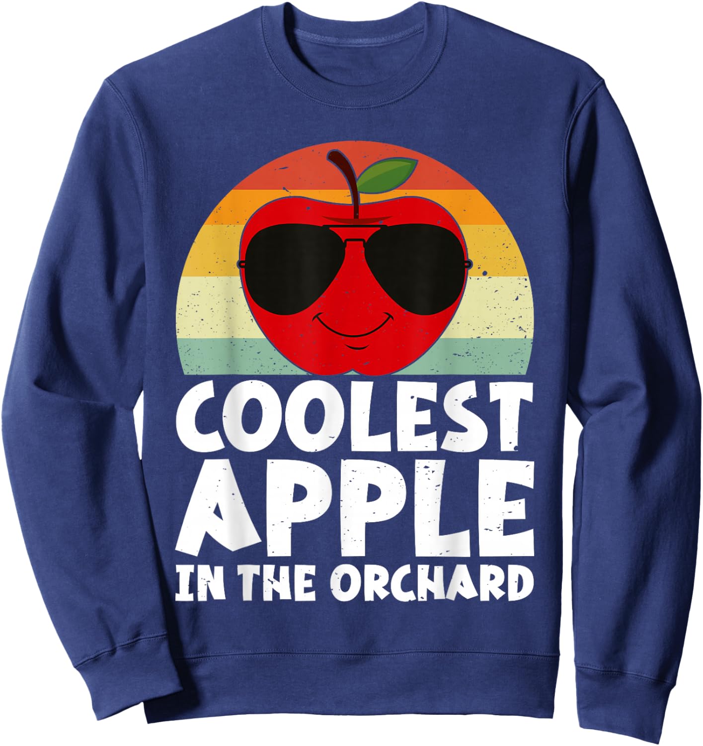 Retro Coolest Apple in The Orchard | Apple Picking Season Sweatshirt - Sweatshirt | Navy
