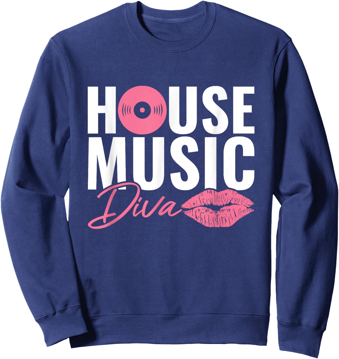 House Music Lovers EDM Electronic Music Apparel -Adults Black Small U-Neck Short Sleeve Sweatshirt - Sweatshirt | Navy