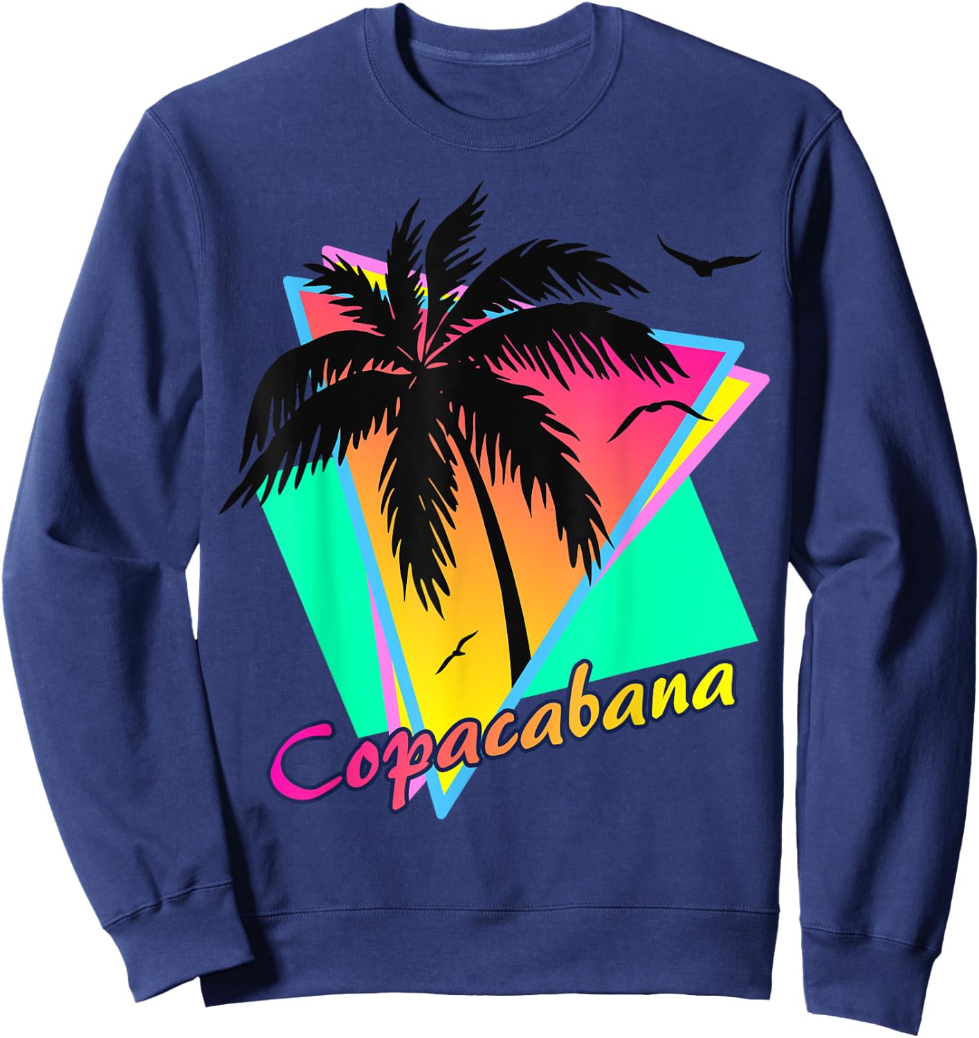 Copacabana Tropical Summer Beach Palm Tree Sunset Sweatshirt - Sweatshirt | Navy