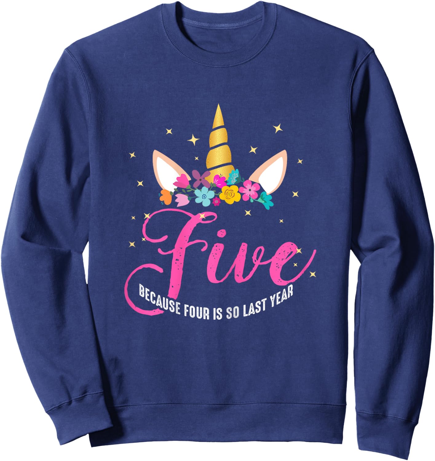 5 Years Old Birthday Girl Gifts Unicorn 5th Birthday Sweatshirt - Sweatshirt | Navy