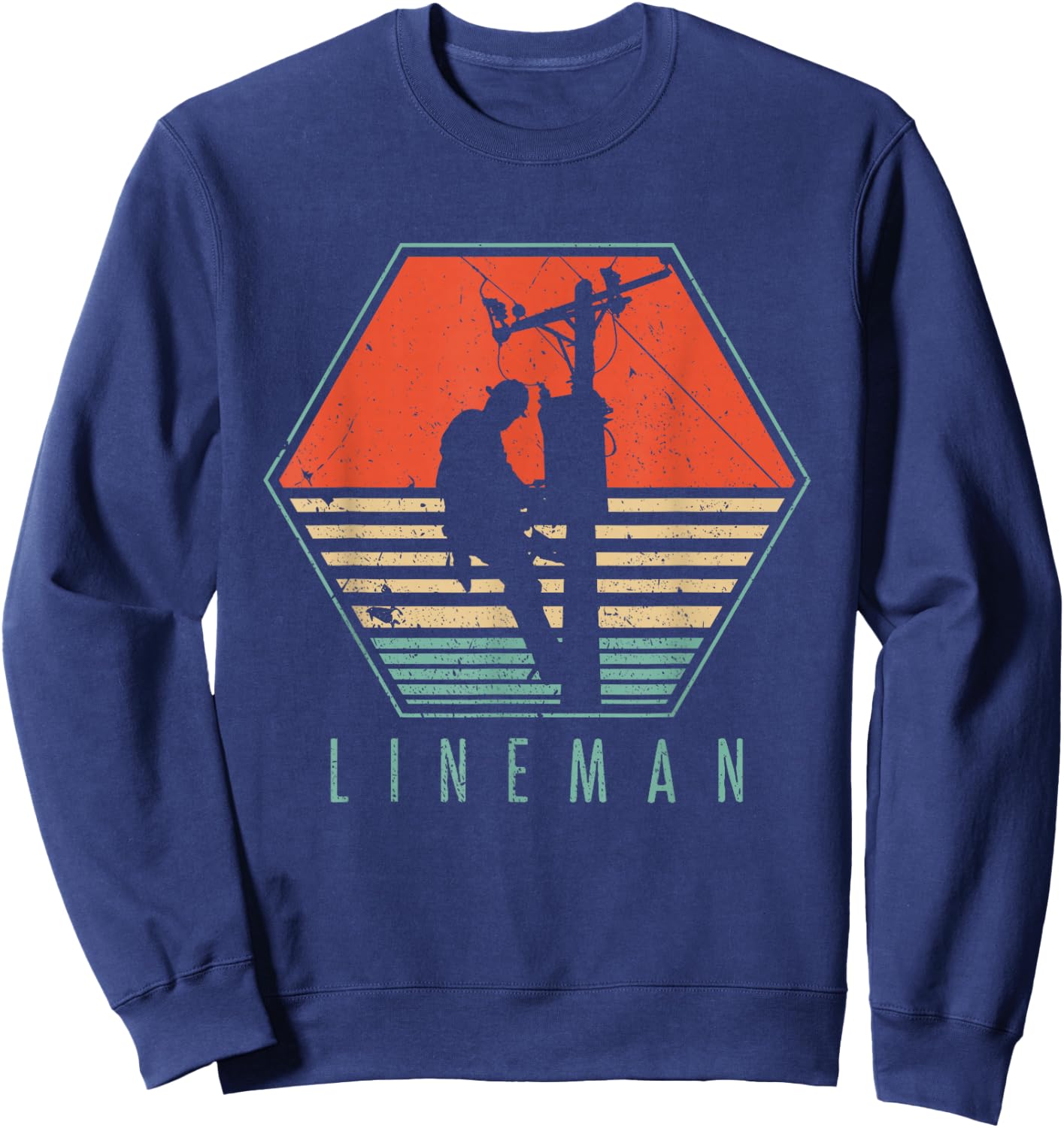 Lineman Vintage Retro Electrician Gift Sweatshirt - Sweatshirt | Navy