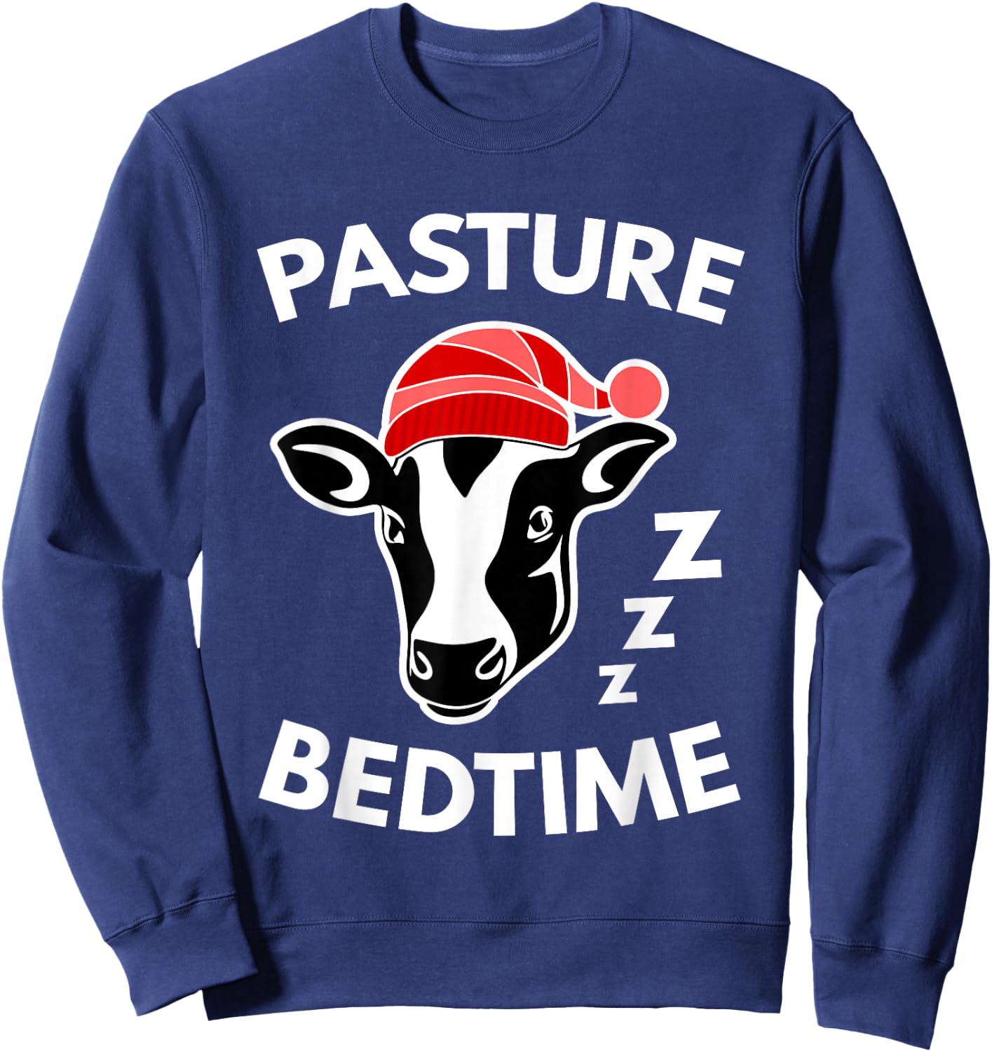 Pasture Bedtime Shirt Funny Cute Cow Pajamas Gift Sweatshirt - Sweatshirt | Navy