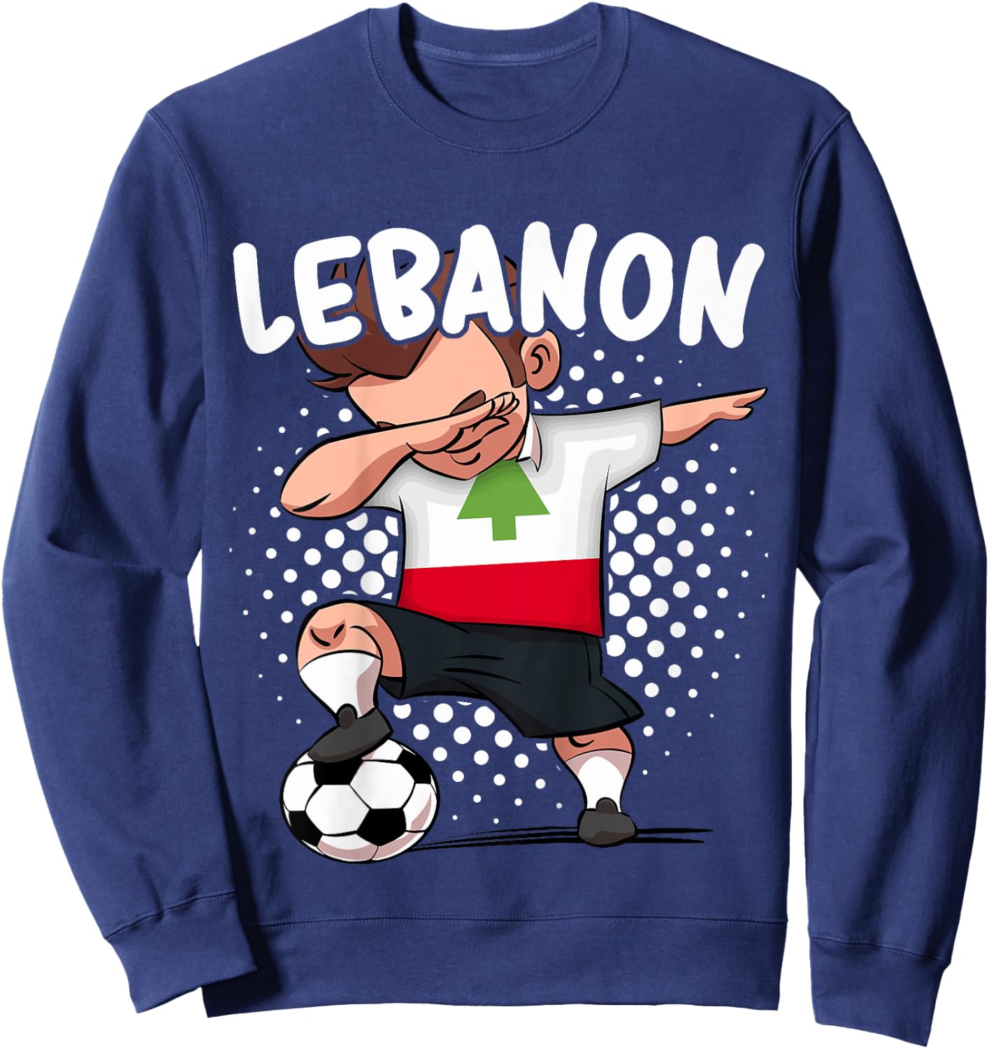 Kids Funny Soccer Dab Shirt for Boys Lebanon Soccer Lebanese Gift Sweatshirt - Sweatshirt | Navy