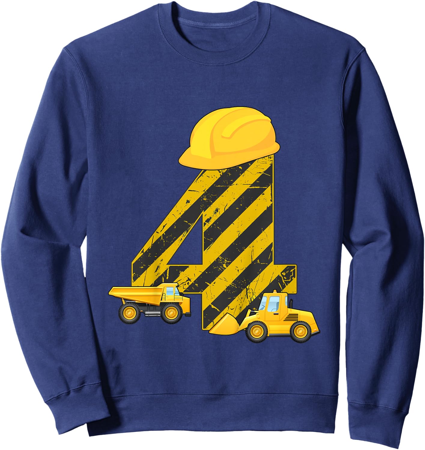4th Birthday Digger I 4 Years Builder Excavator Gift Sweatshirt - Sweatshirt | Navy