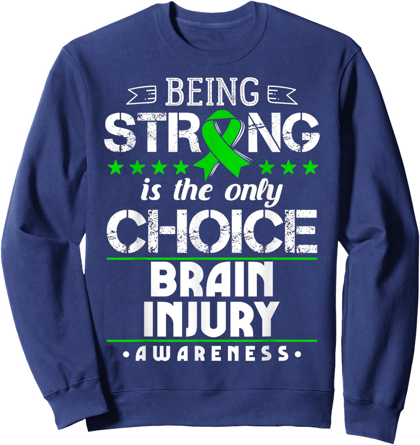 Brain Trauma Gift TBI Intracranial Injury Awareness Ribbon Sweatshirt - Sweatshirt | Navy