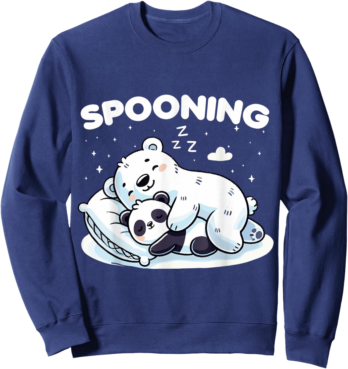 Sleeping Bear Couple Spooning Cute Sleepy Bears for Couples Sweatshirt - Sweatshirt | Navy