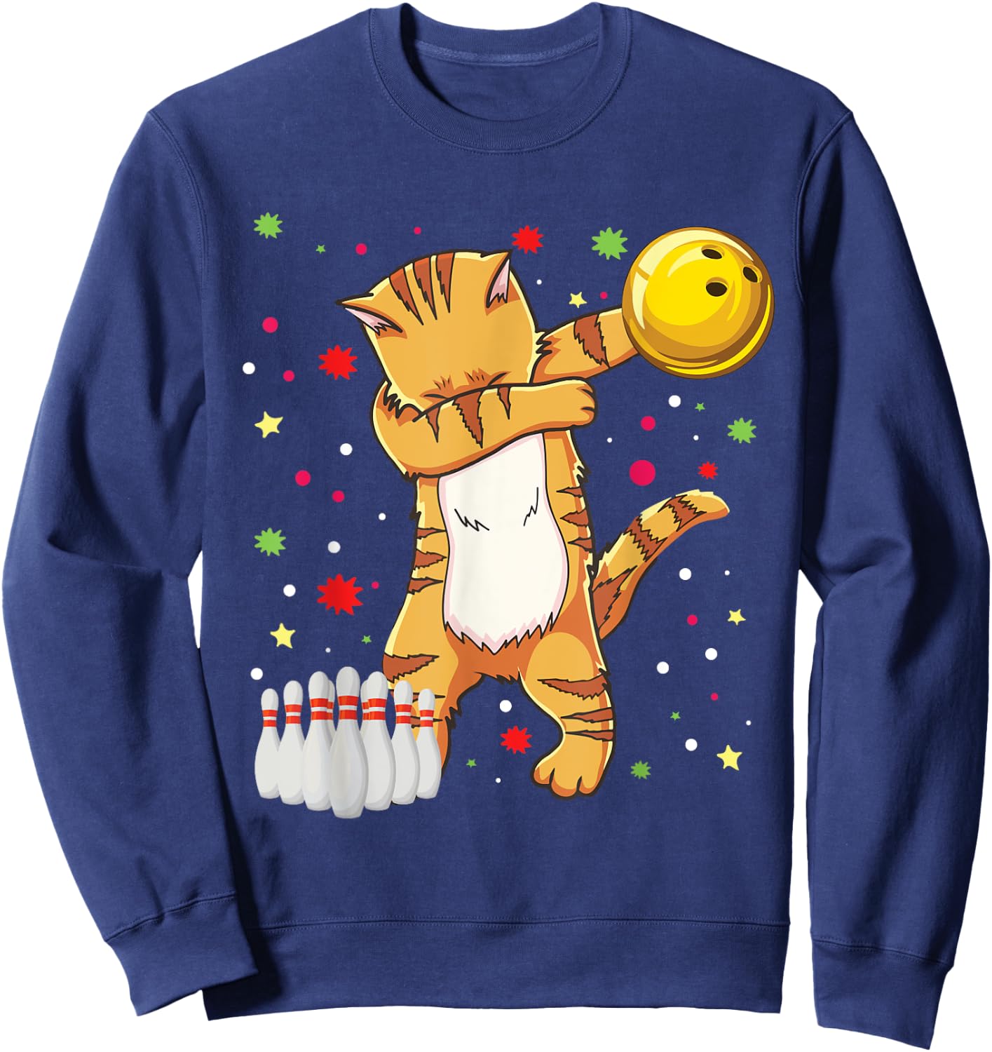 Dabbing Cat Bowling Shirts Funny Bowling Gift Cat Mom Girl Sweatshirt - Sweatshirt | Navy