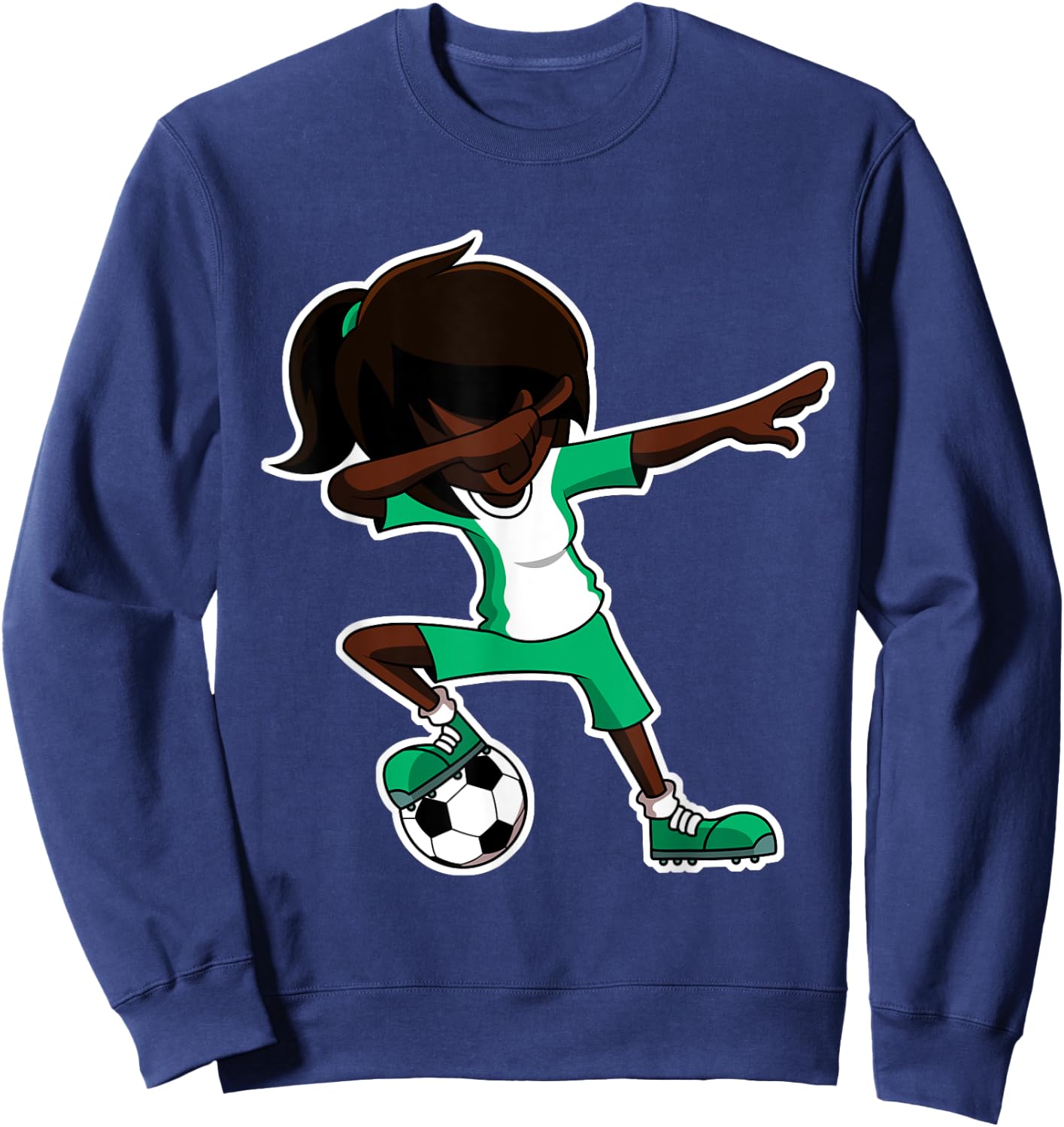 Dabbing Soccer Girl Nigeria Jersey, Nigerian Kids Dab Gifts Sweatshirt - Sweatshirt | Navy