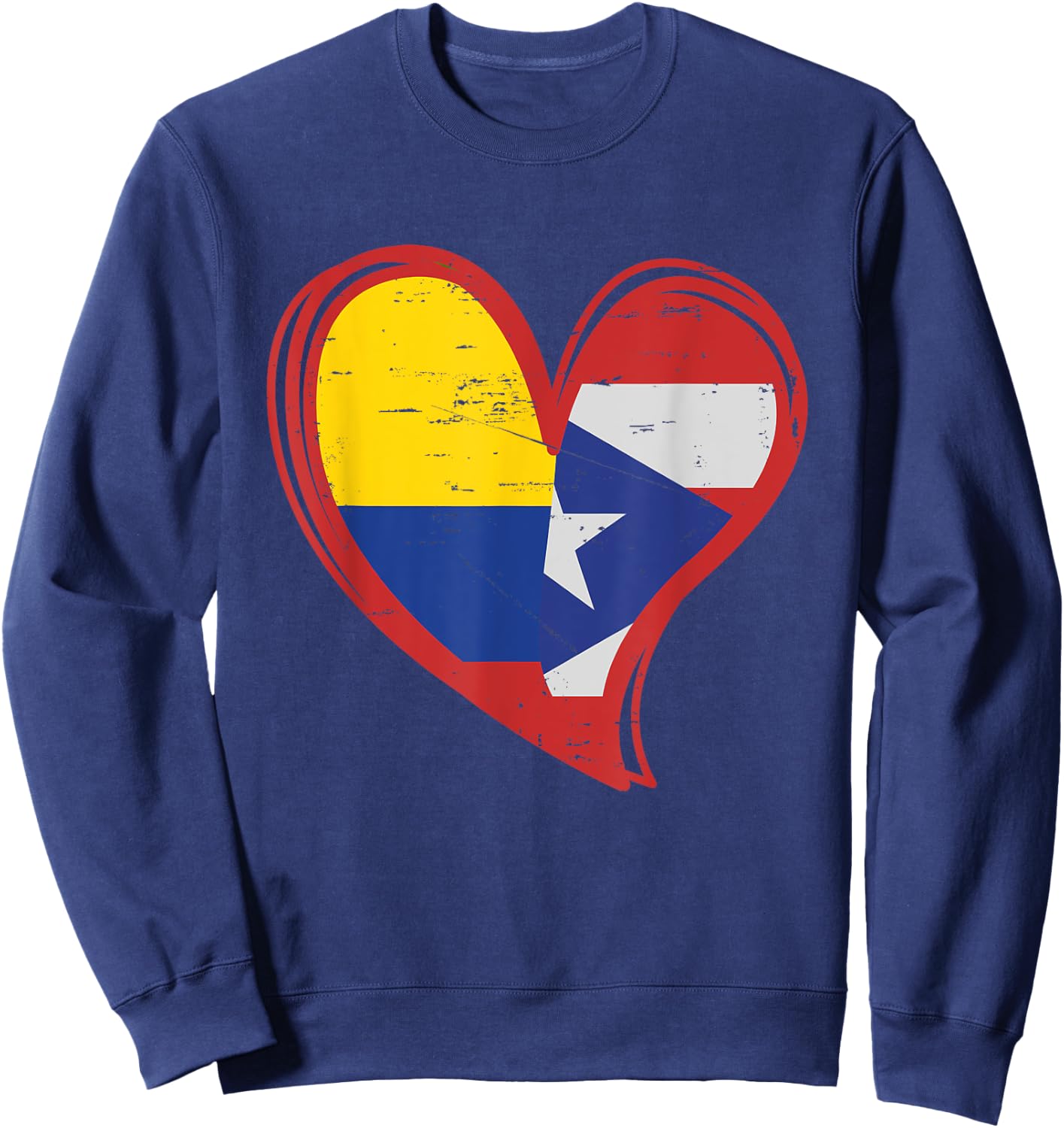 Colombian Puerto Rican Flag graphic Vintage PR Colombia Sweatshirt - Sweatshirt | Navy