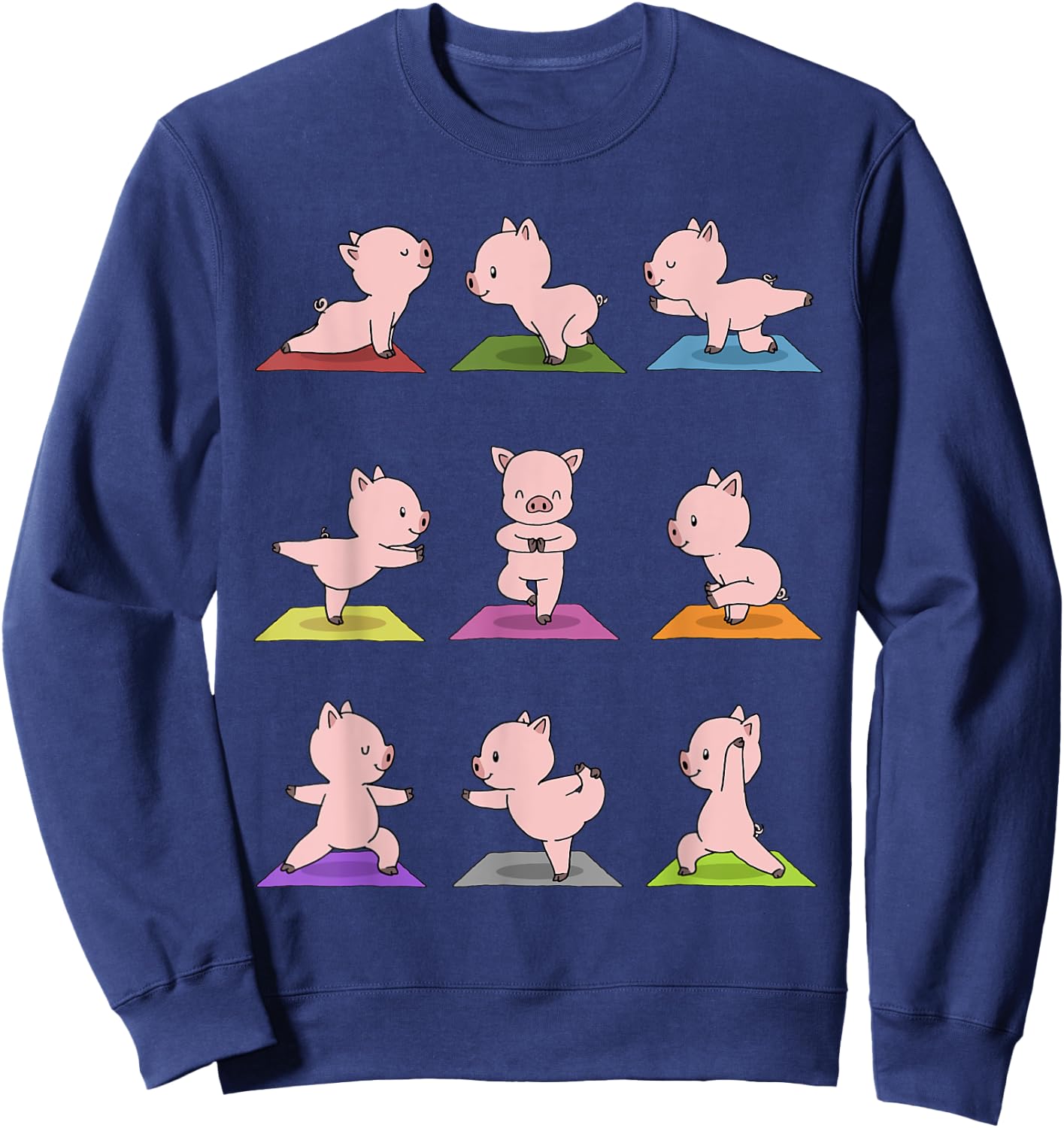 Pig Yoga Funny Piglets In Yoga Poses Sports Sweatshirt - Sweatshirt | Navy